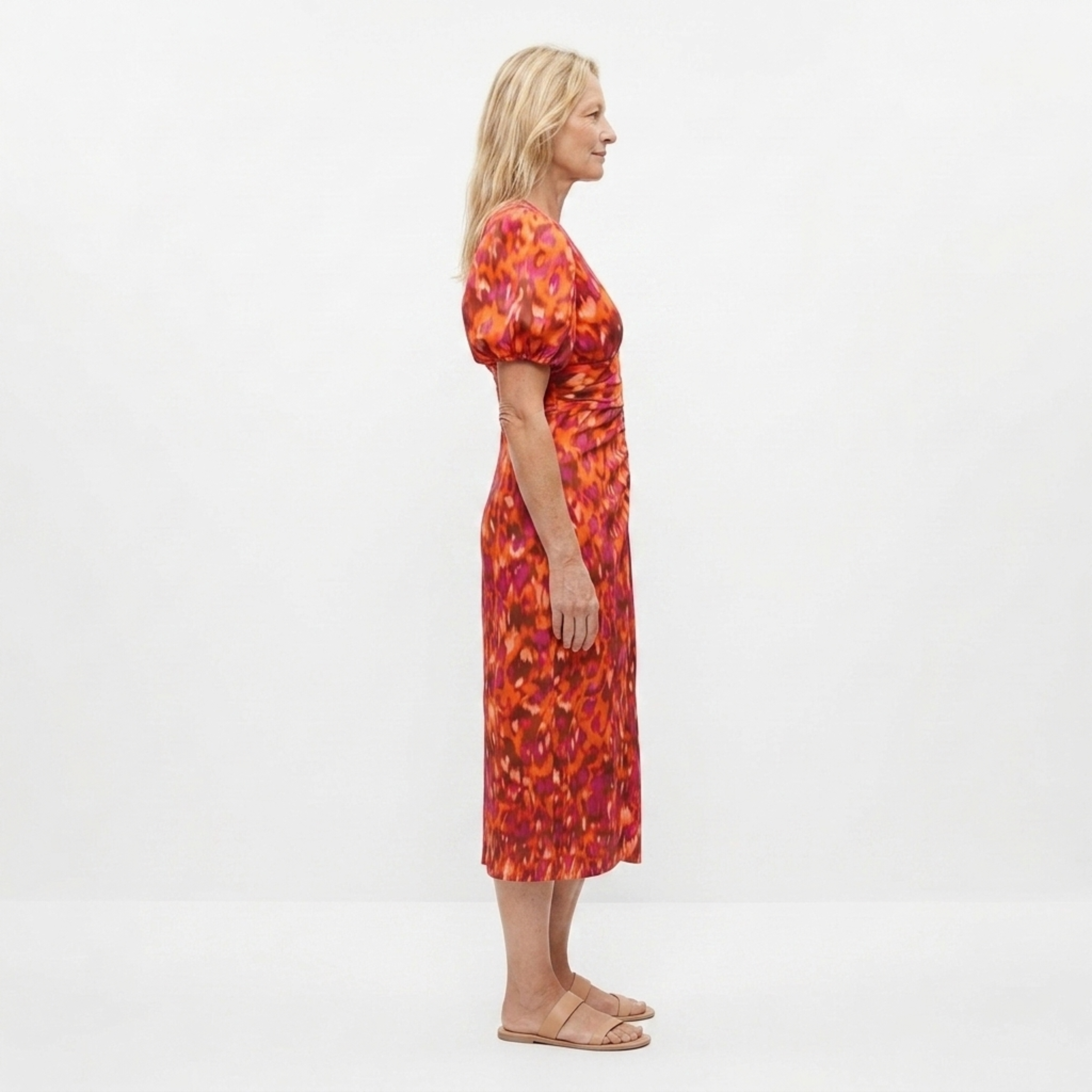 Women's Printed Wrap Maxi Dress Deep V-Neck Volume Sleeve Crossover