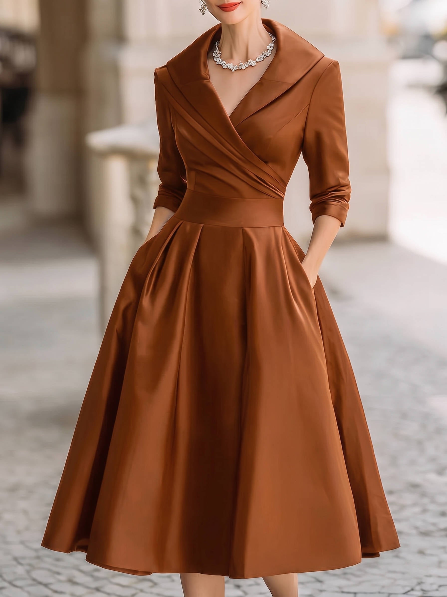 Women's Elegant Midi Dress for Casual Party Evening Wear