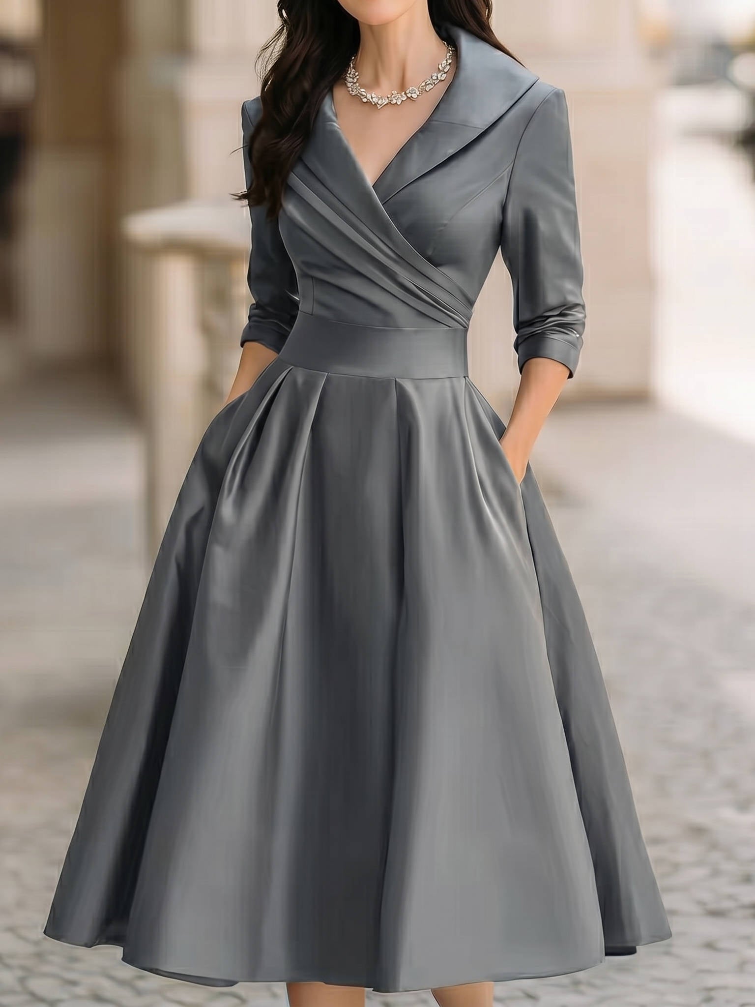 Women's Elegant Midi Dress for Casual Party Evening Wear