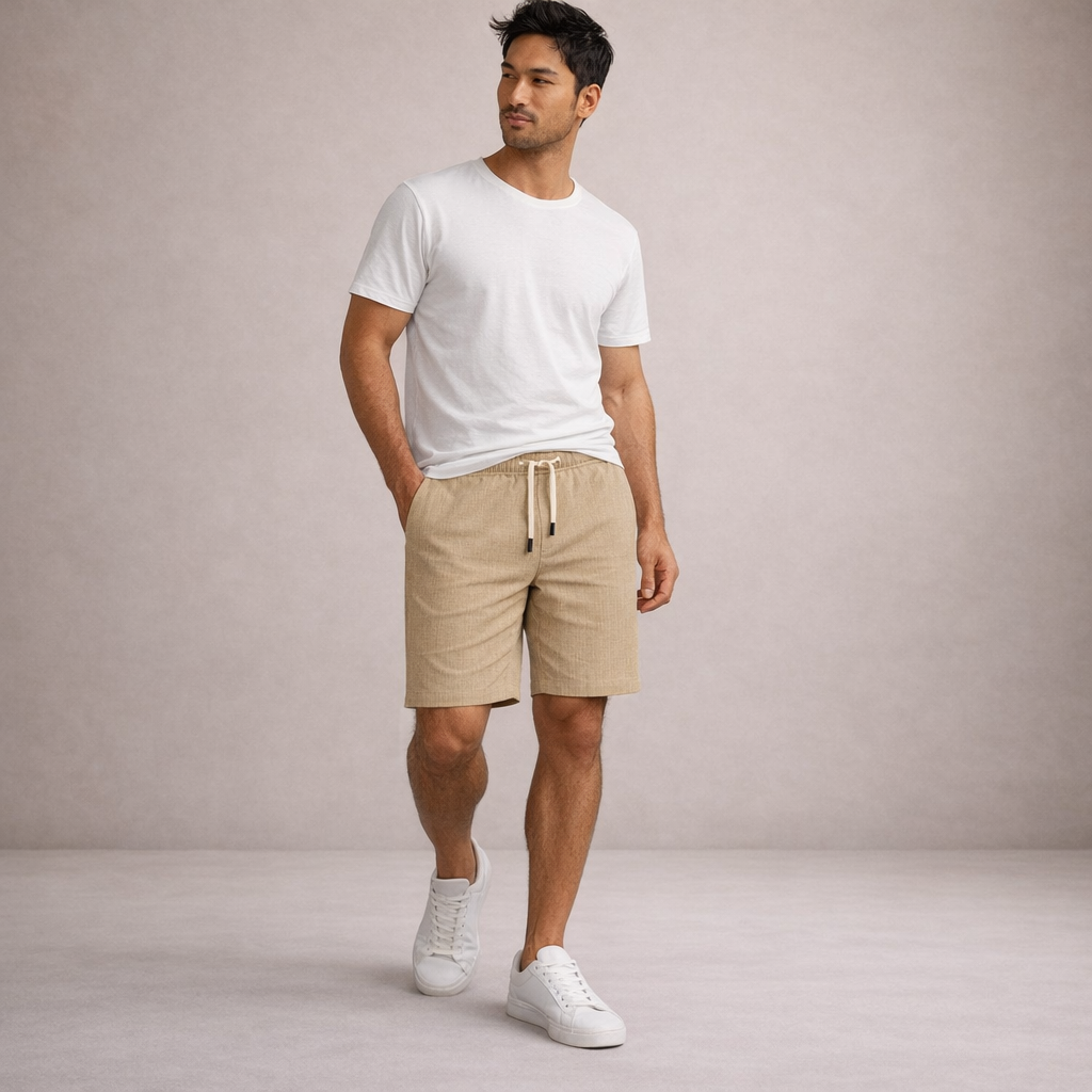 Men's Regular Fit Linen Summer Shorts Breathable Casual