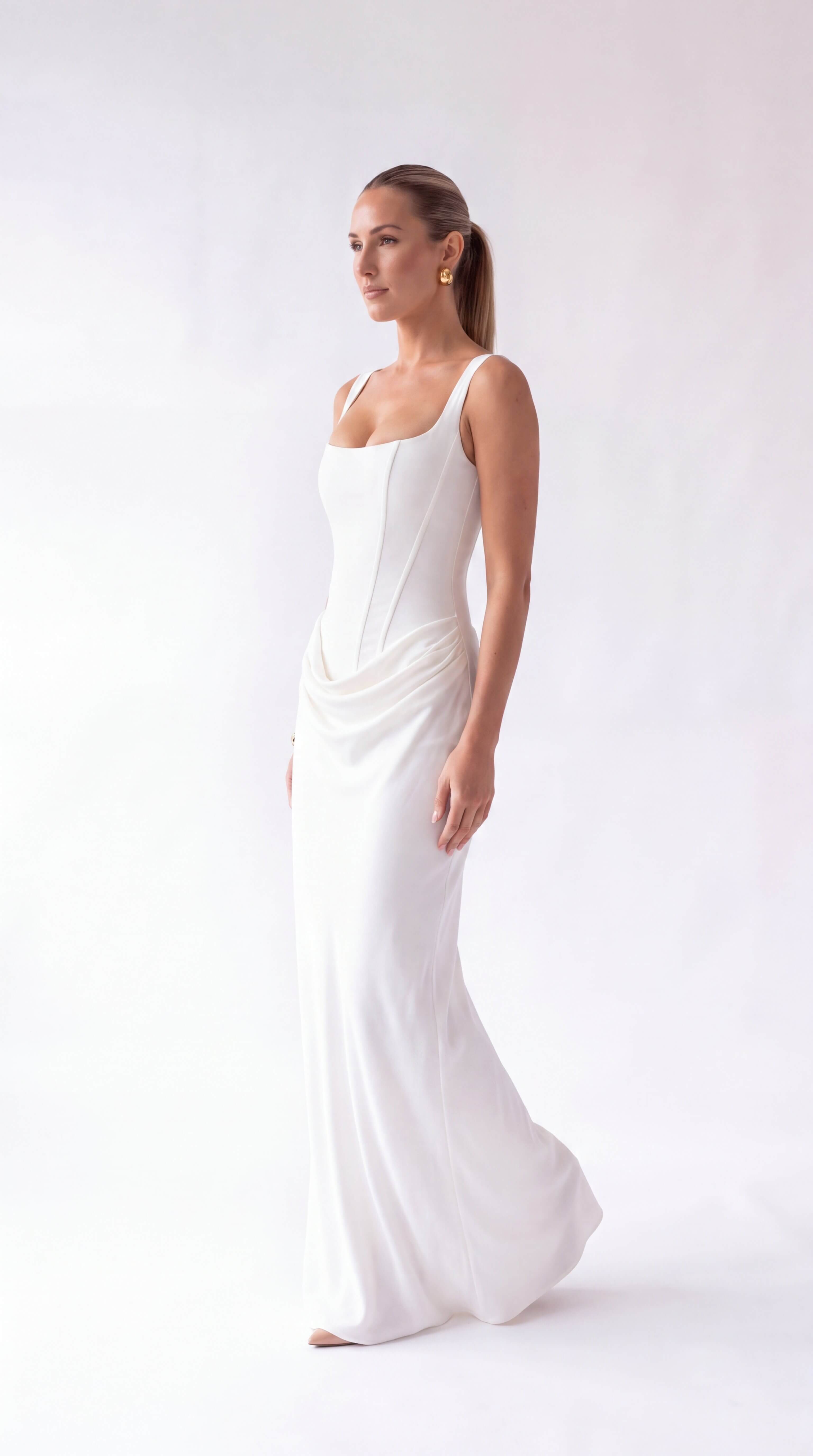 Women's Backless Maxi Dress Elegant Evening Wedding Guest Gown