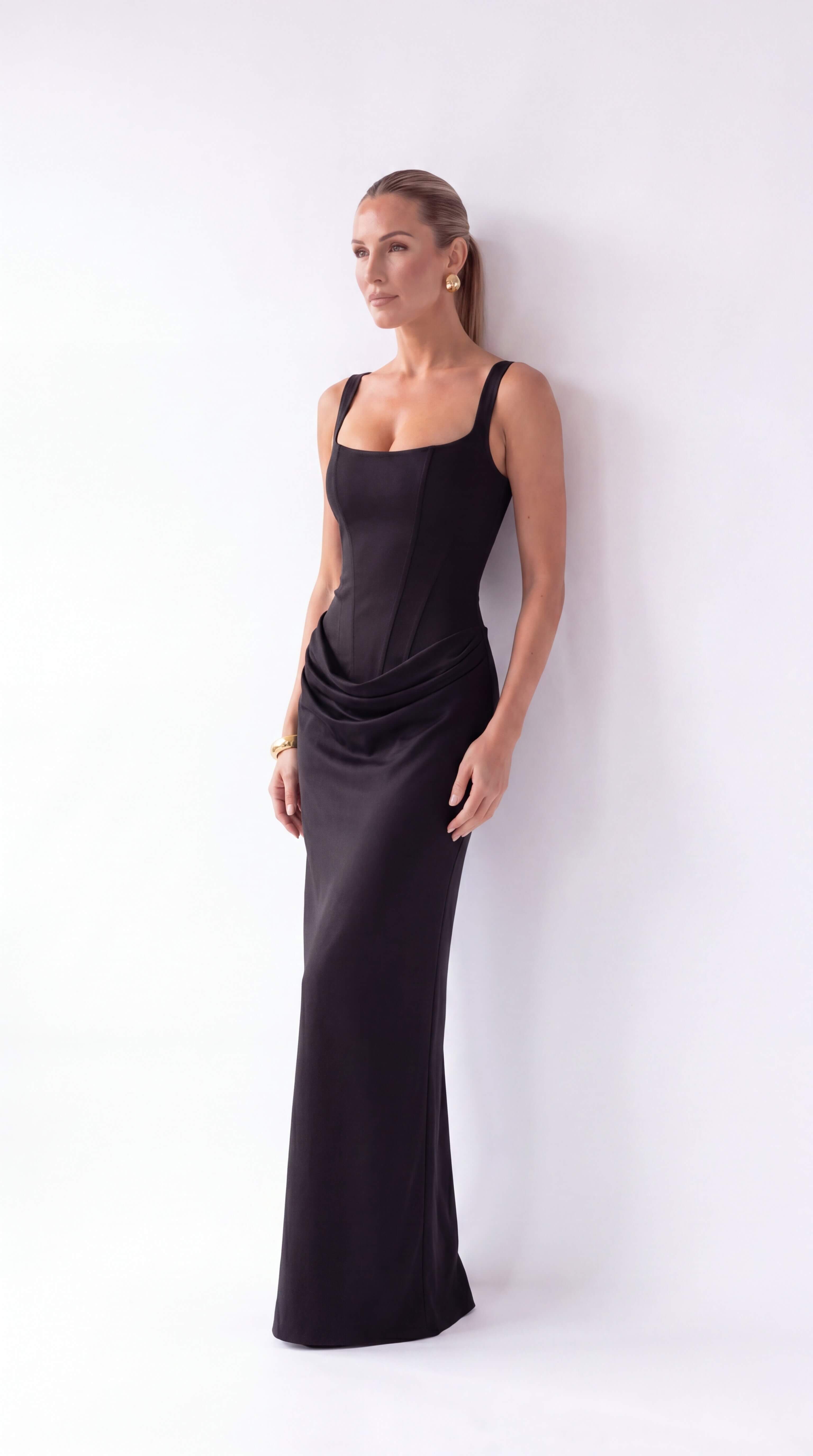 Women's Backless Maxi Dress Elegant Evening Wedding Guest Gown