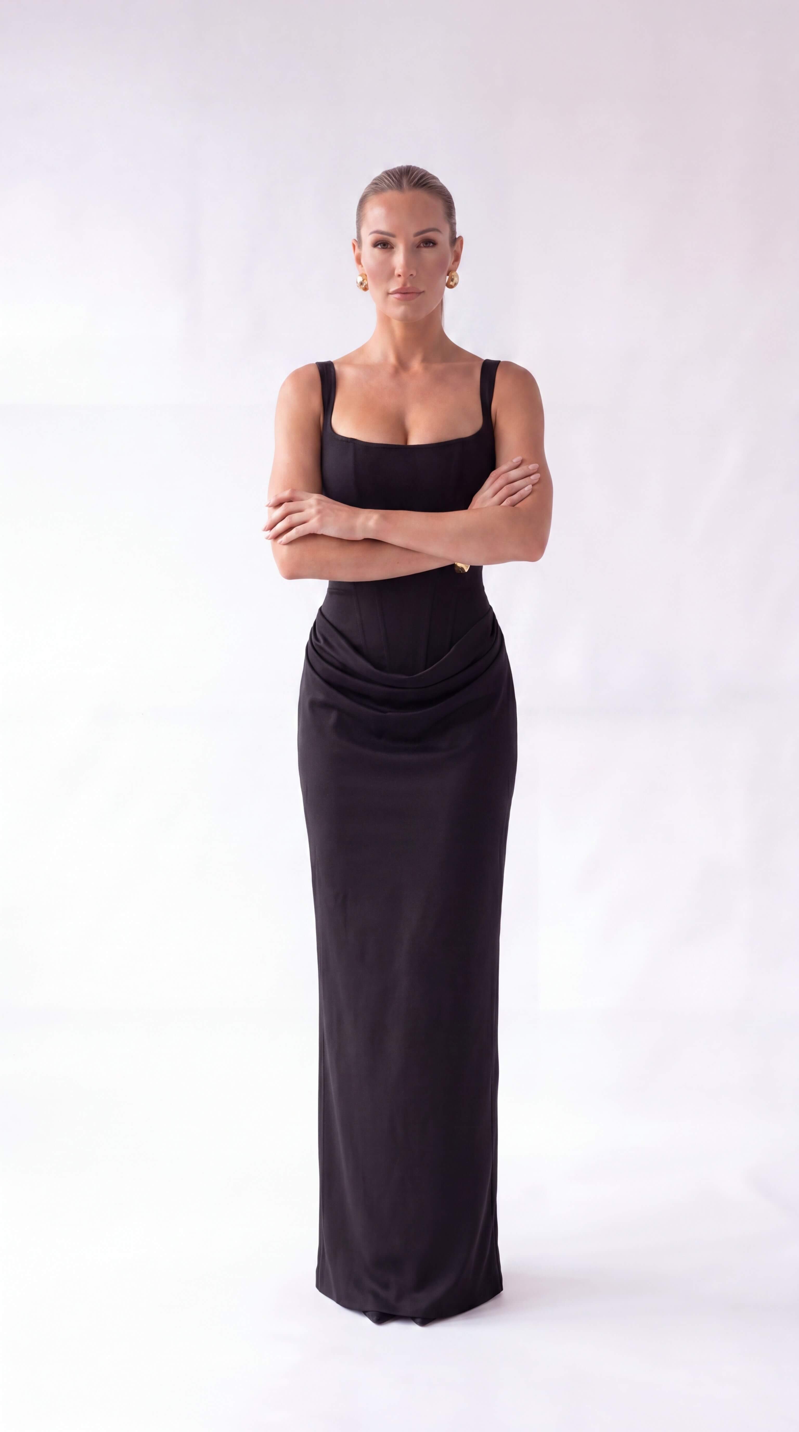 Women's Backless Maxi Dress Elegant Evening Wedding Guest Gown