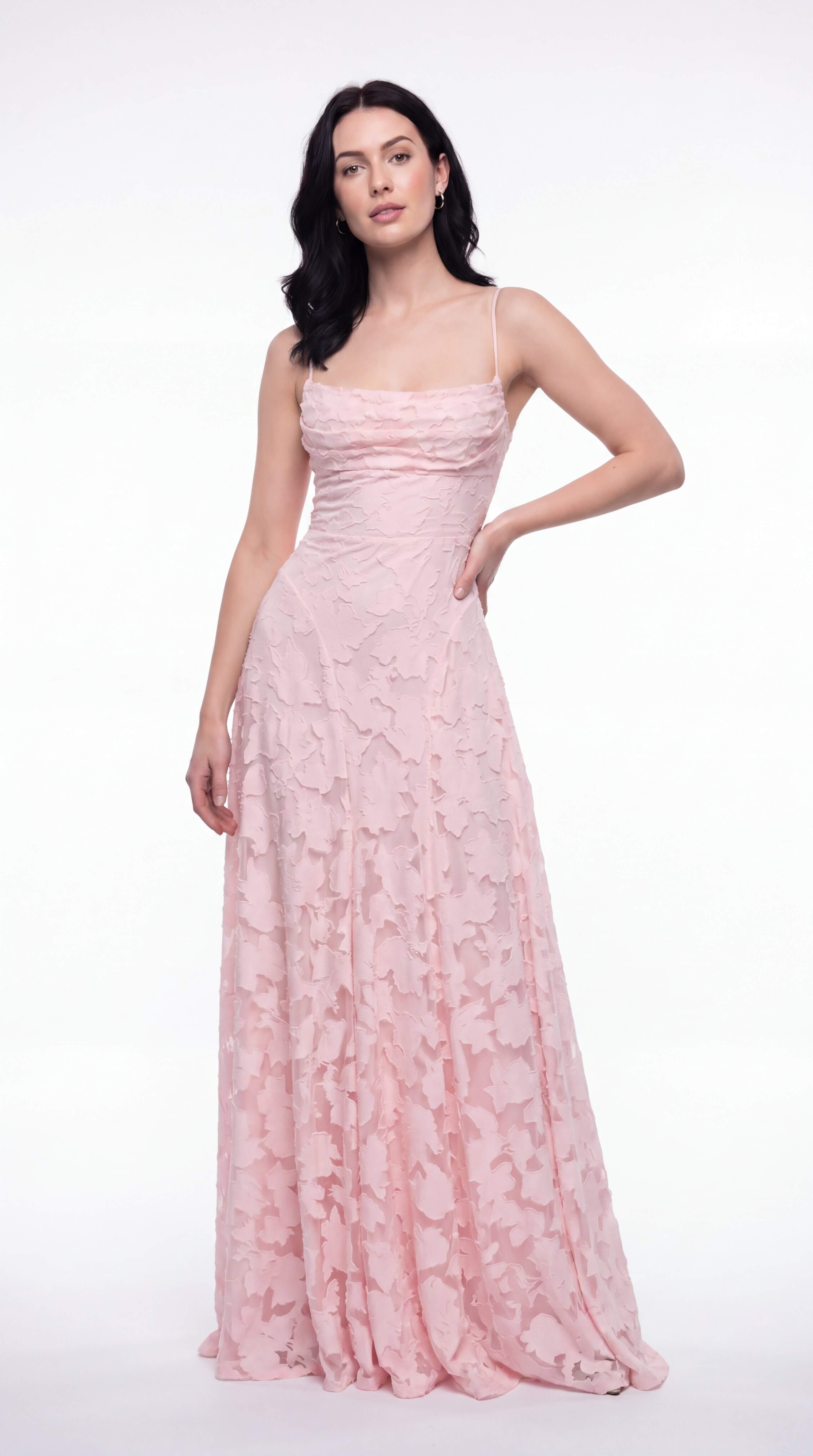 Women's Floral Maxi Dress Thin Straps Wedding Guest Evening Gown