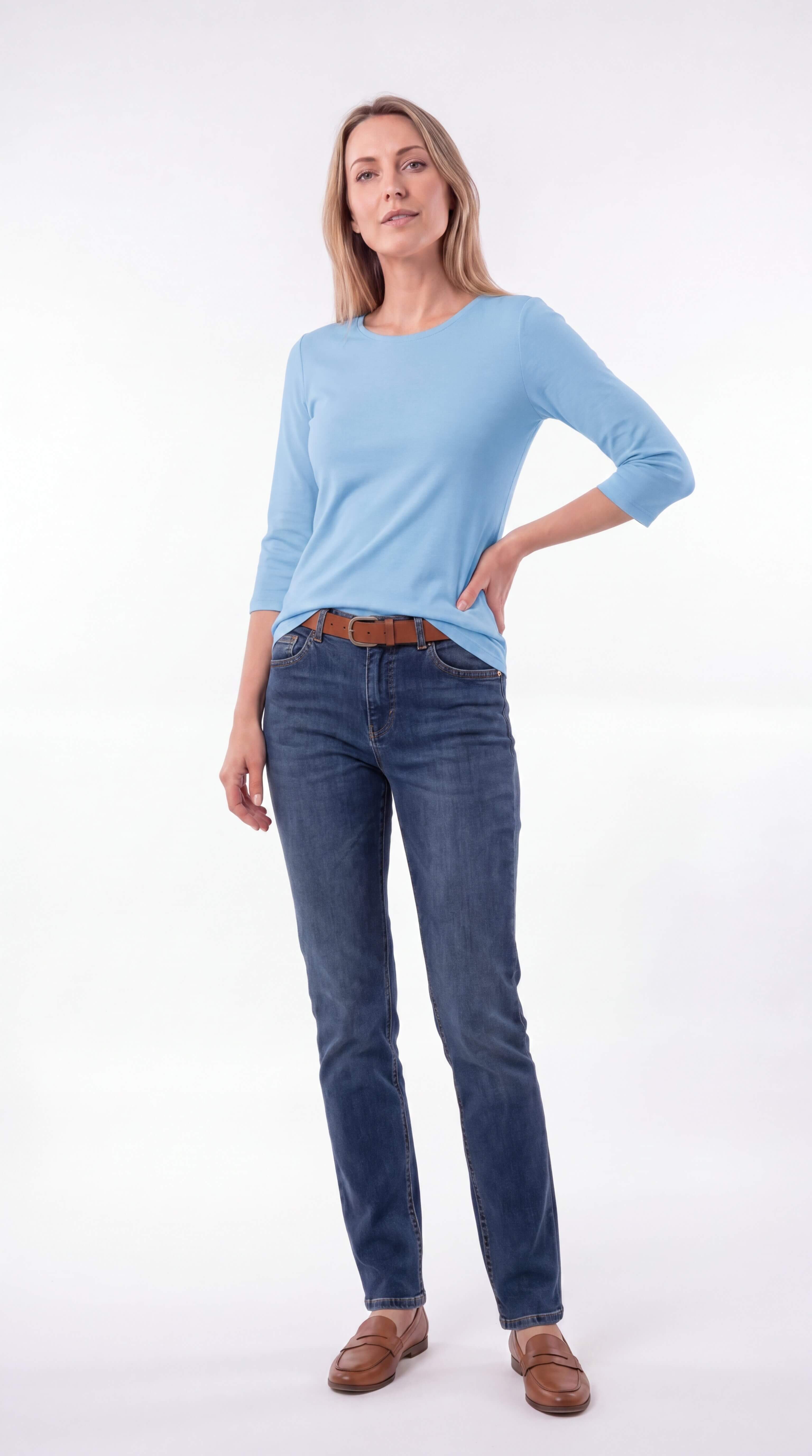 Women's Crew Neck 3/4 Sleeve Casual Layering Everyday Top