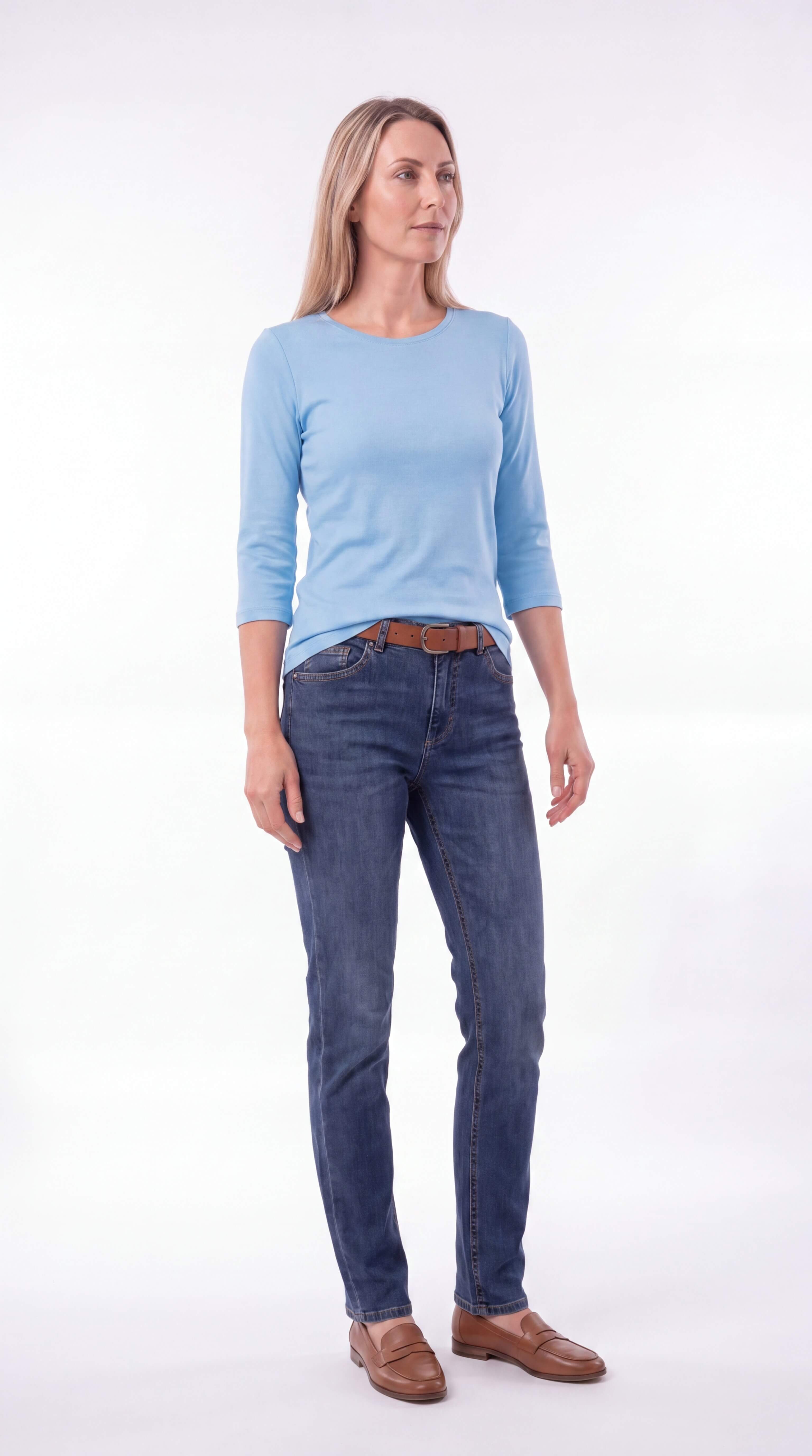 Women's Crew Neck 3/4 Sleeve Casual Layering Everyday Top