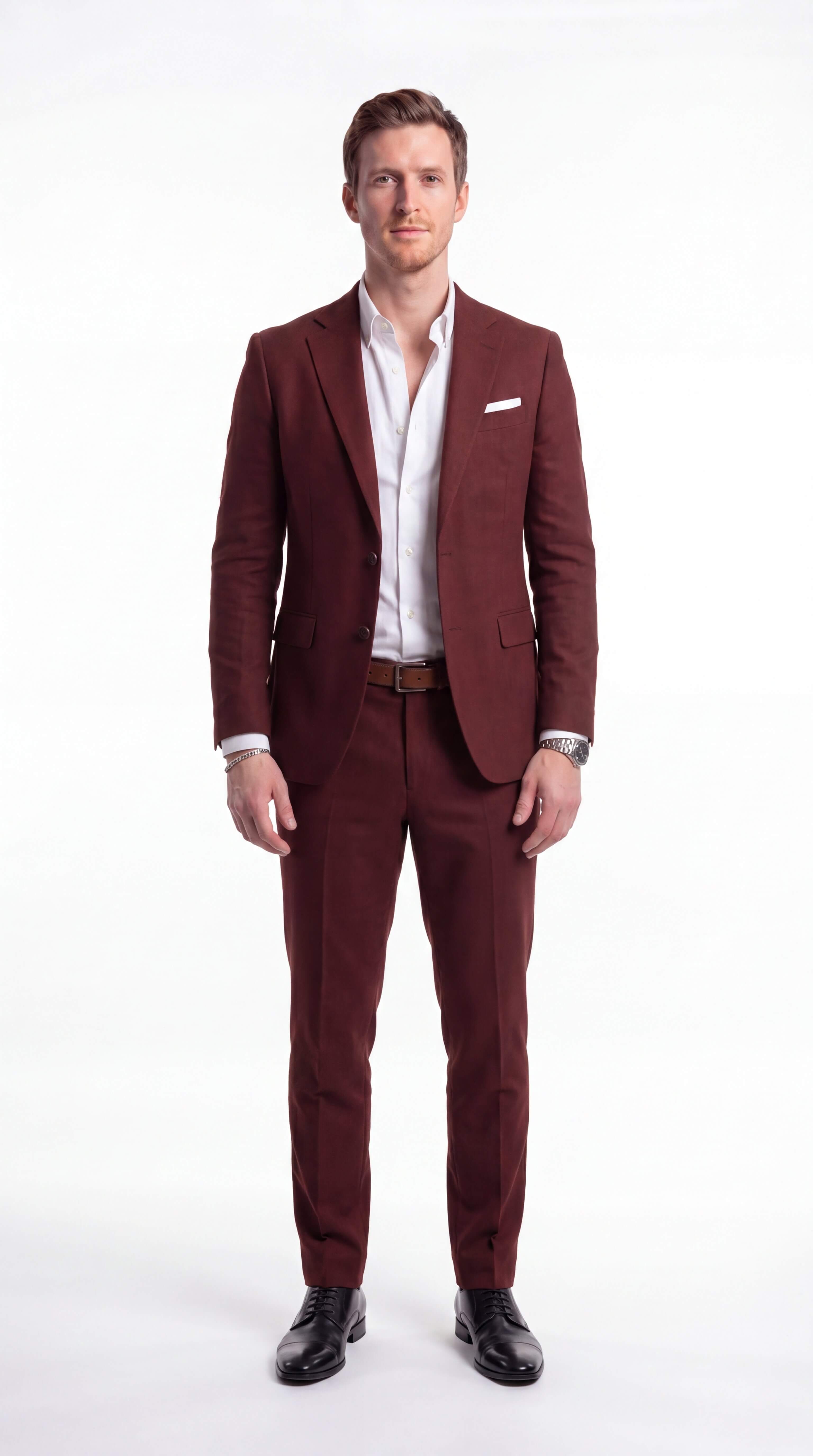 Men's Linen Blend Two Piece Suit Summer Wedding Guest
