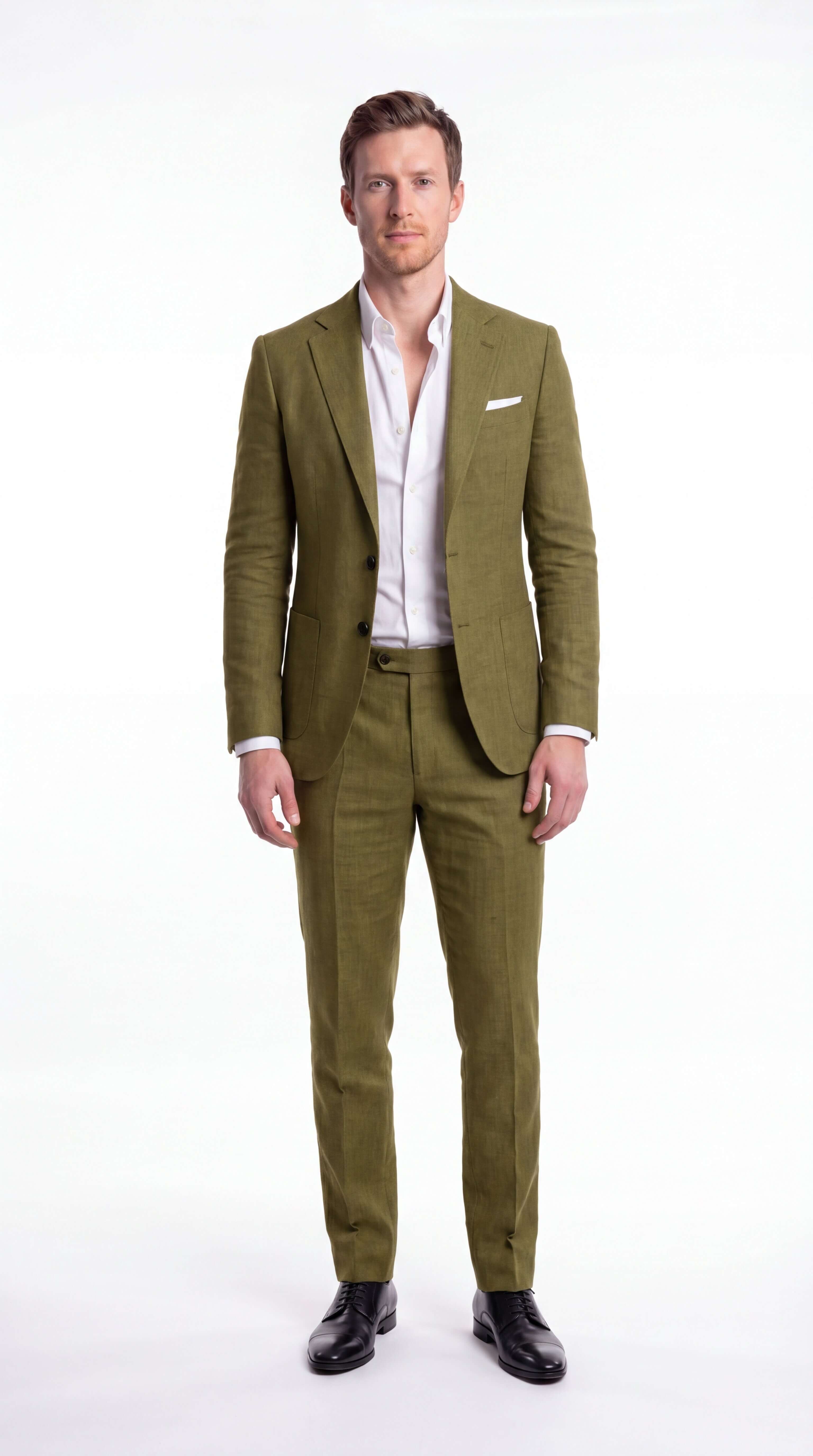 Men's Linen Blend Two Piece Suit Summer Wedding Guest