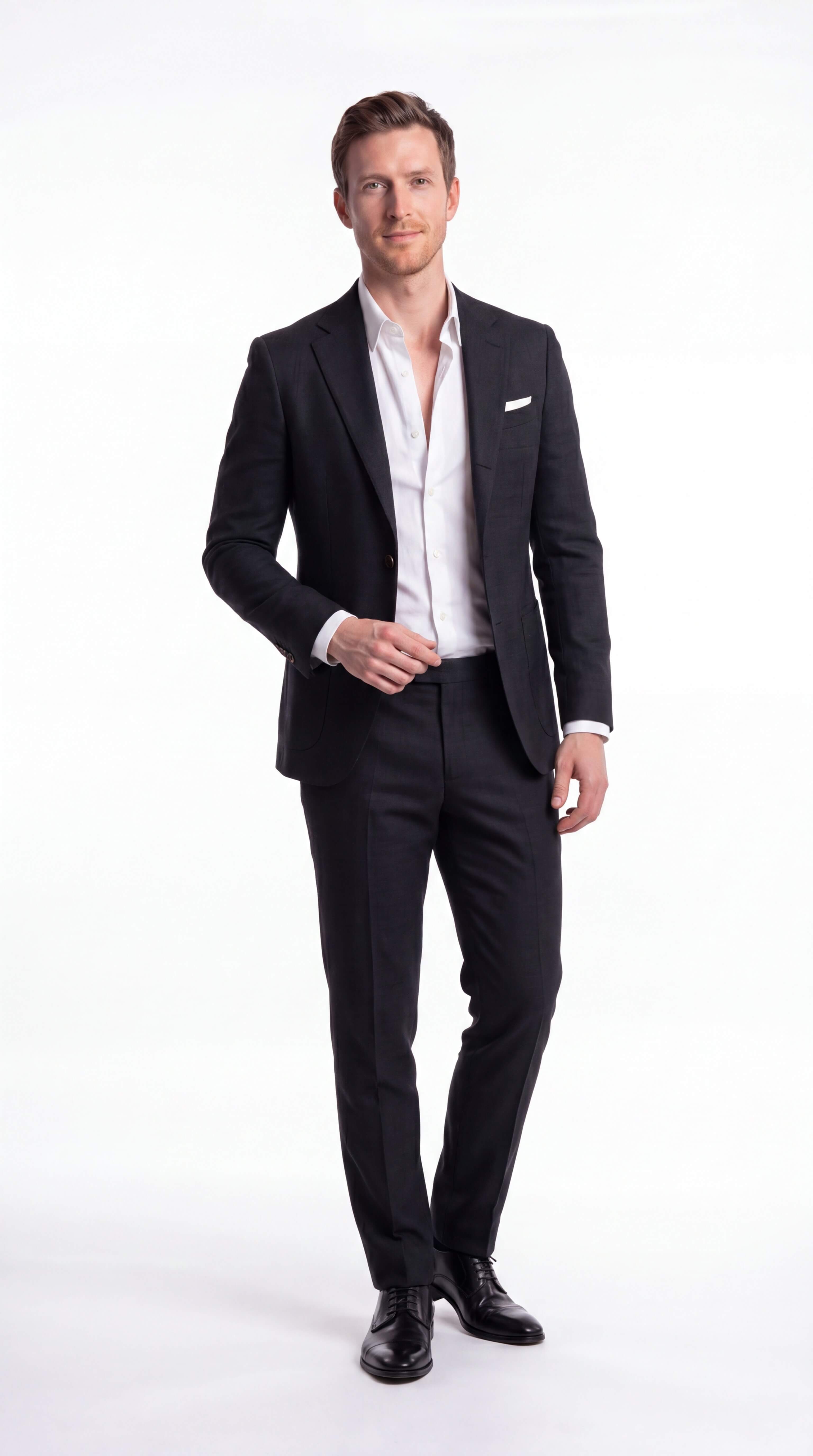 Men's Linen Blend Two Piece Suit Summer Wedding Guest