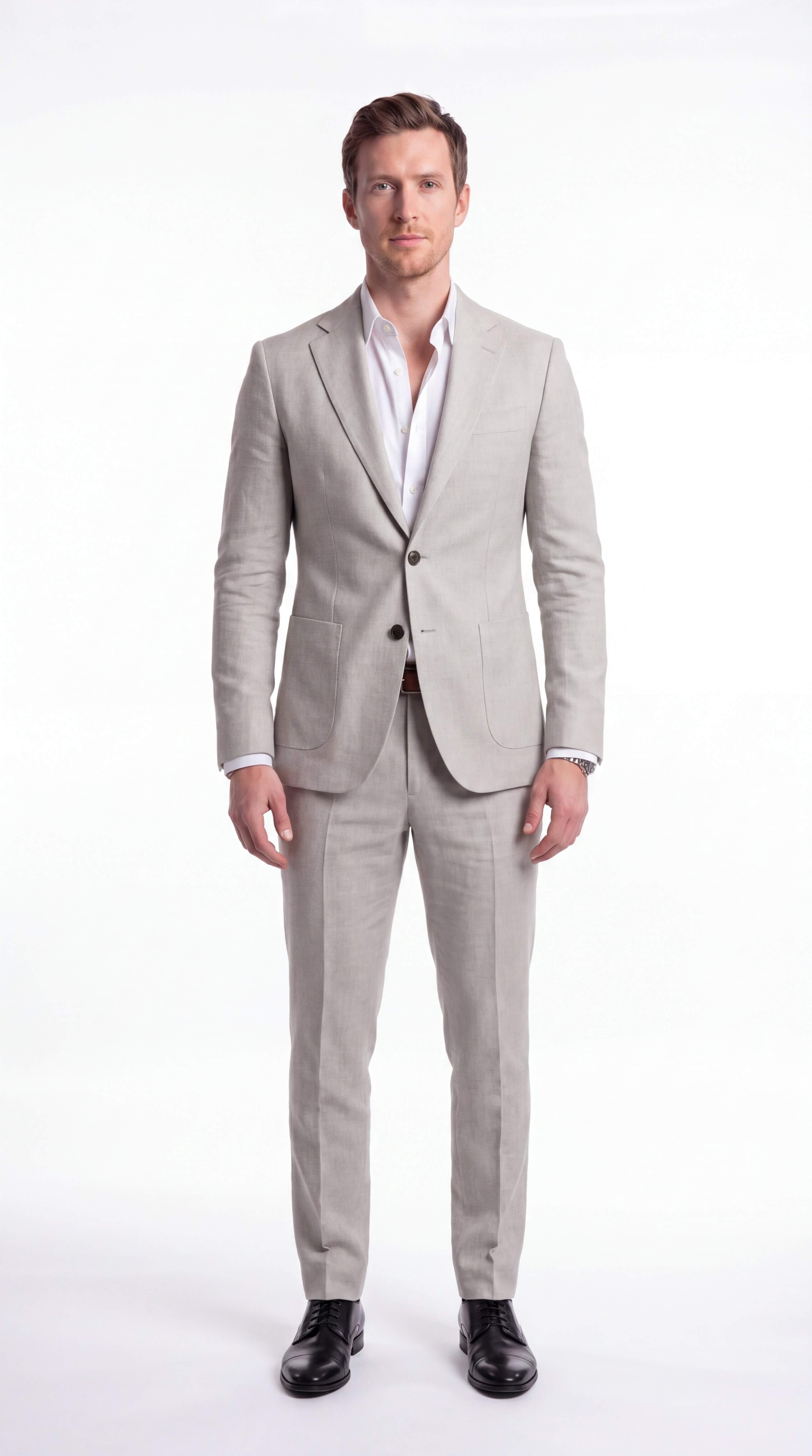 Men's Linen Blend Two Piece Suit Summer Wedding Guest