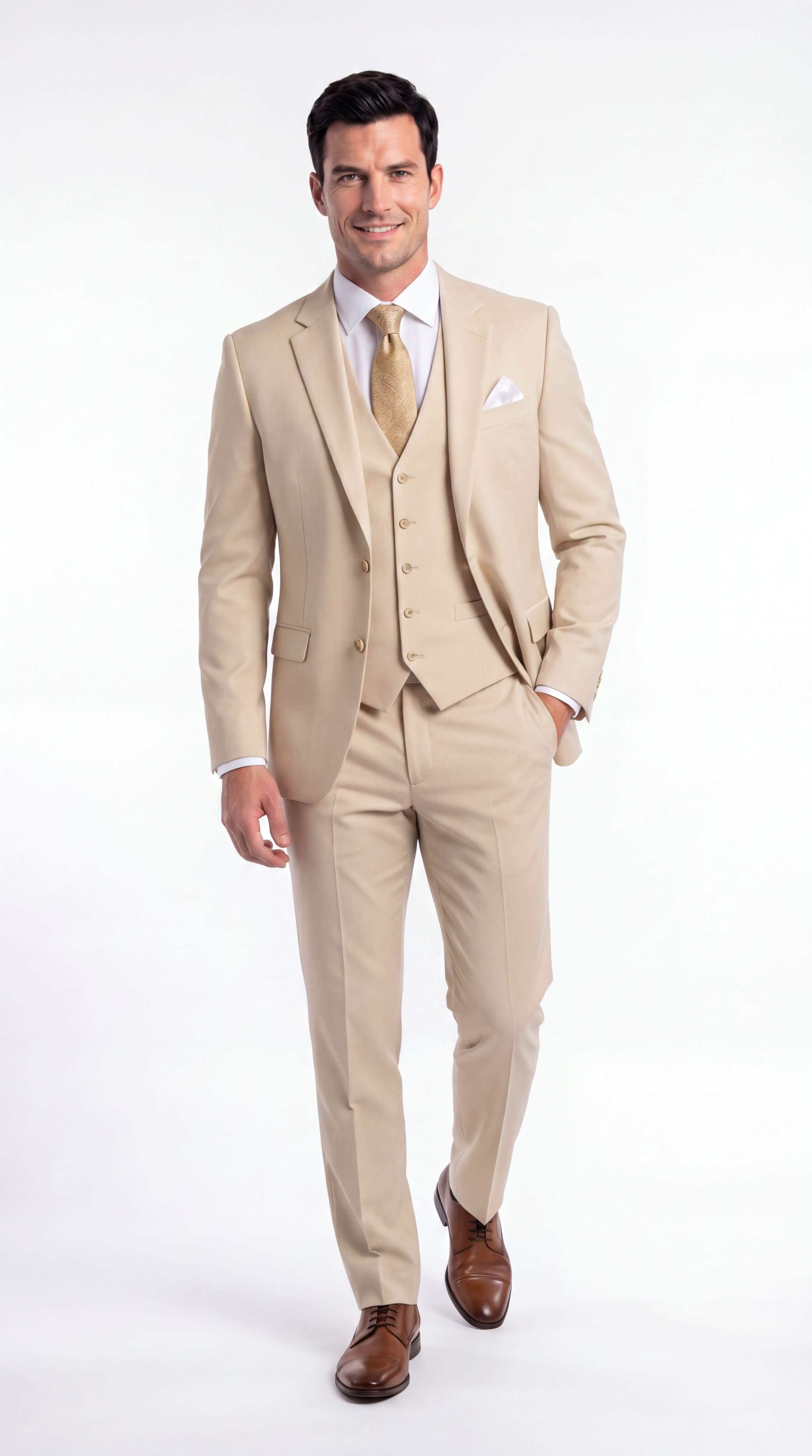 Men's Black Three Piece Suit Slim Tailored Wedding Guest Formal
