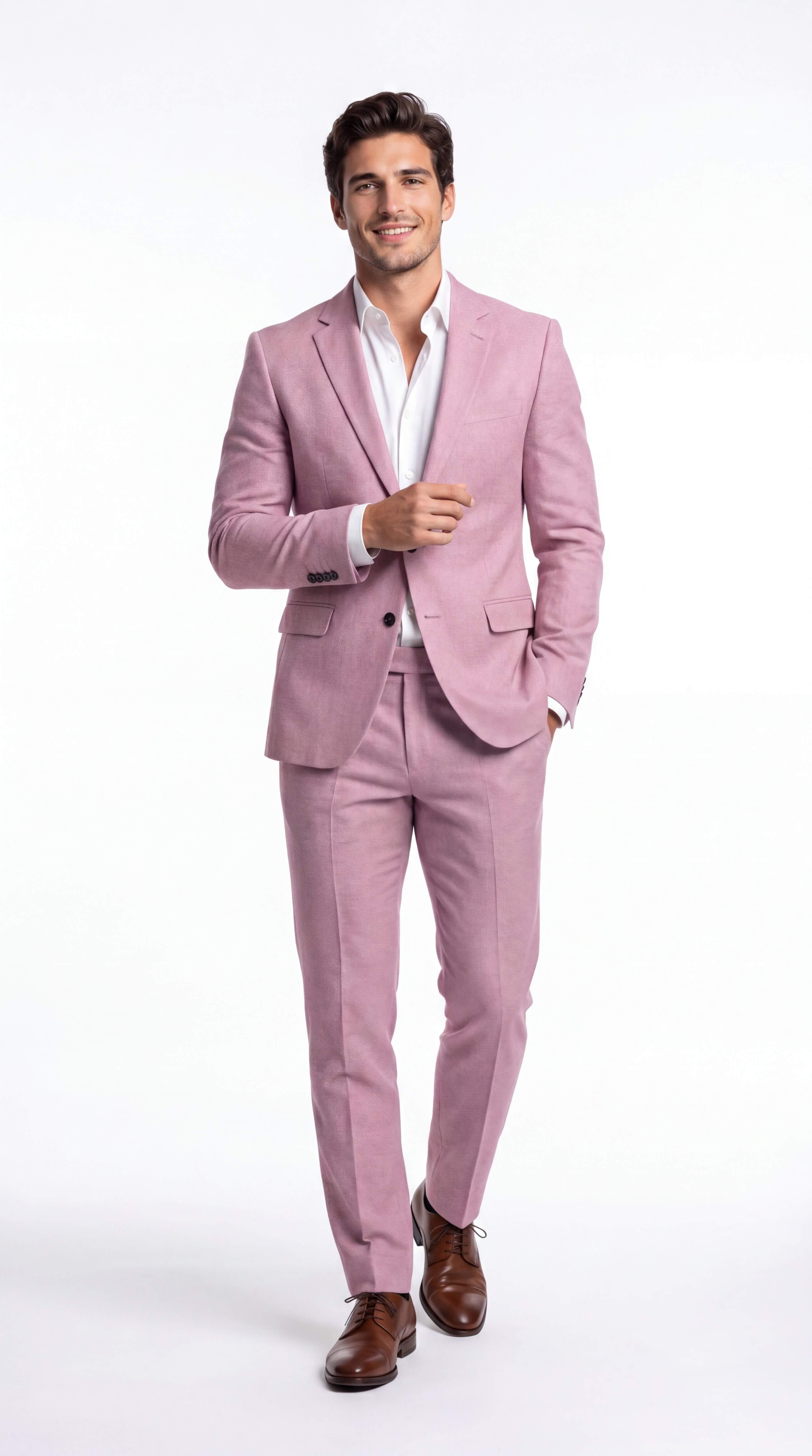 Men's Linen Suit Slim Fit Two Piece Summer Wedding Guest