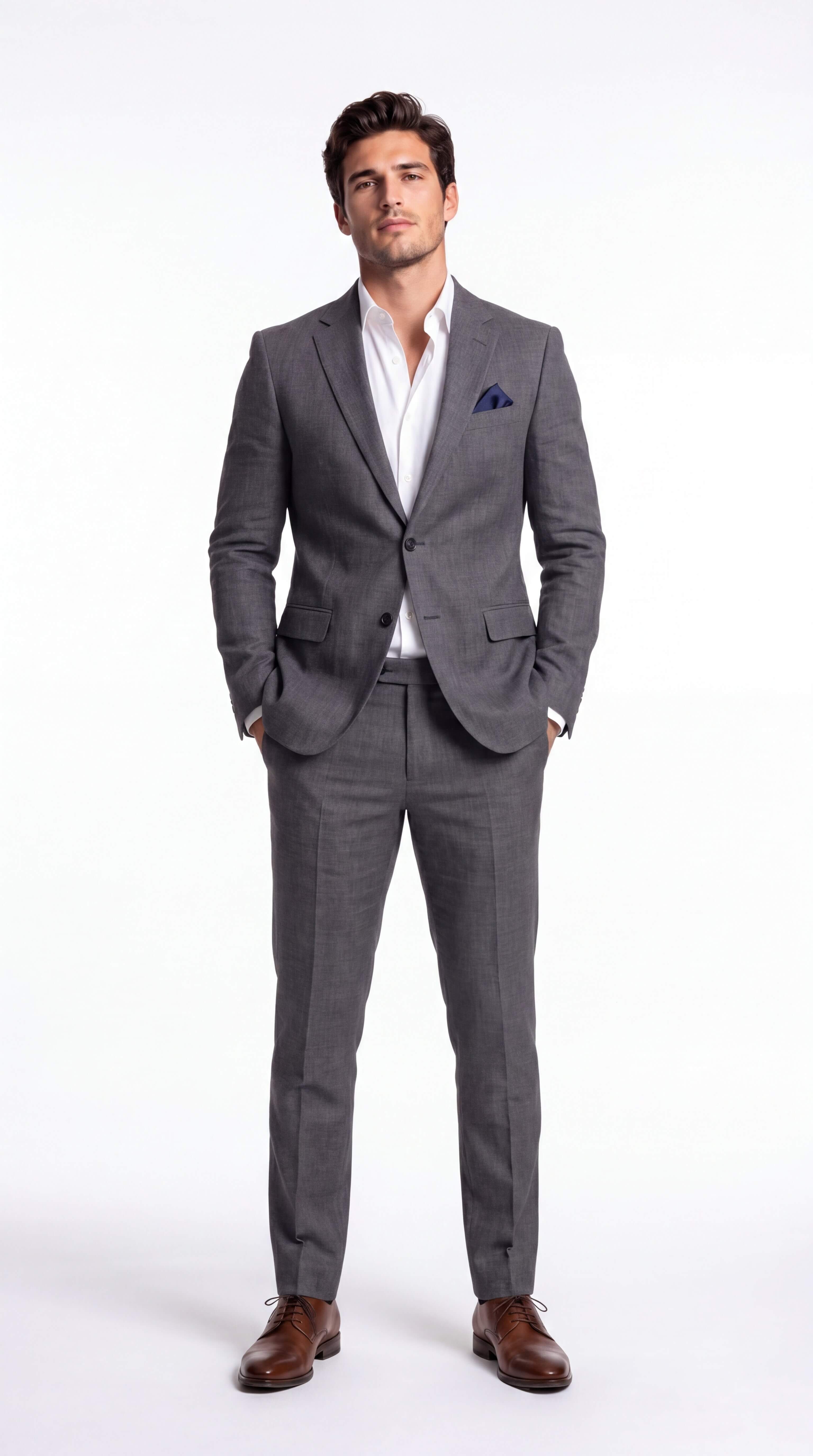 Men's Linen Suit Slim Fit Two Piece Summer Wedding Guest