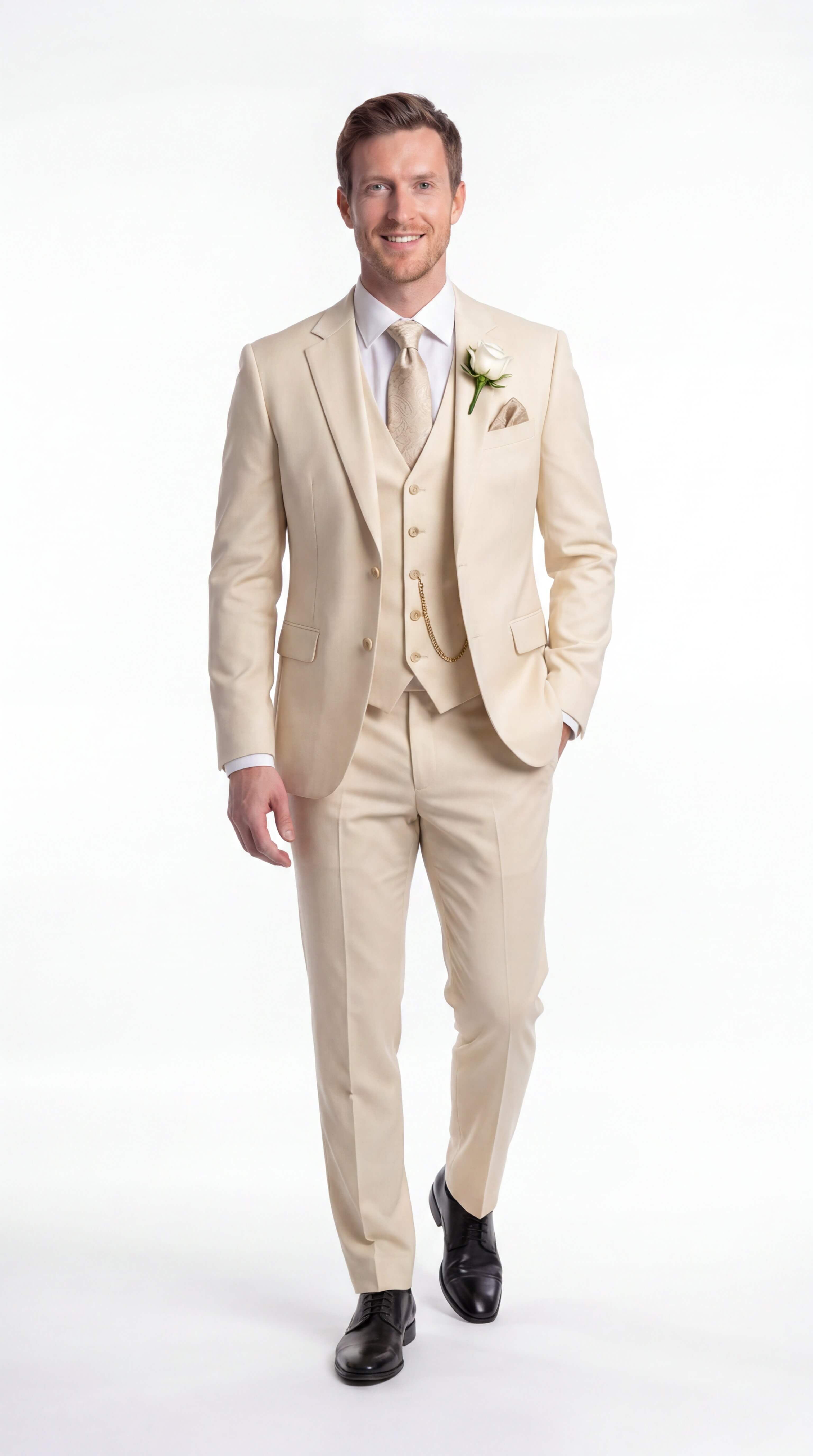 Men's Slim Fit Three Piece Suit Formal Wedding Business