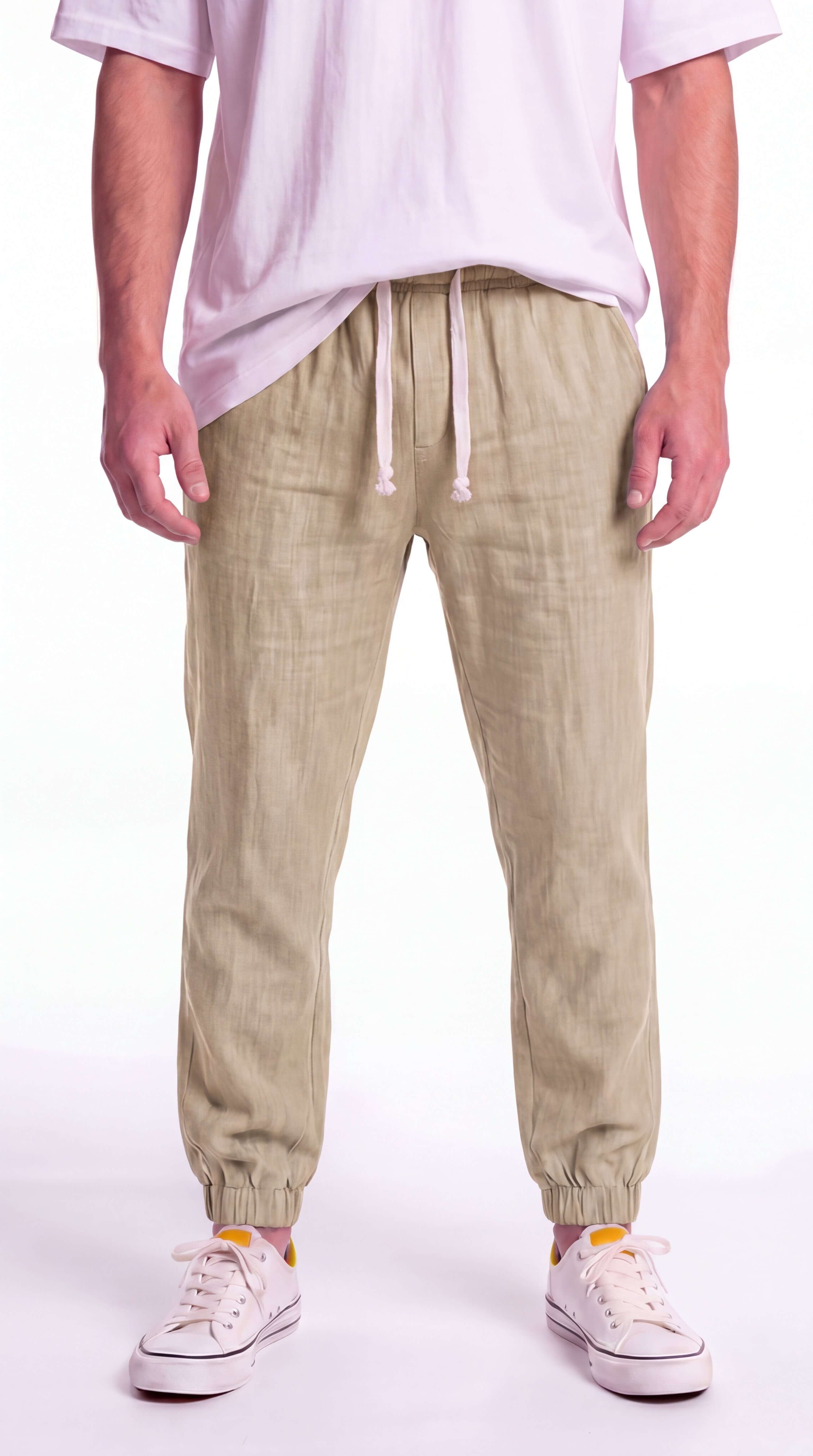 Men's Linen Trousers Wide Leg Relaxed Fit Summer Pants