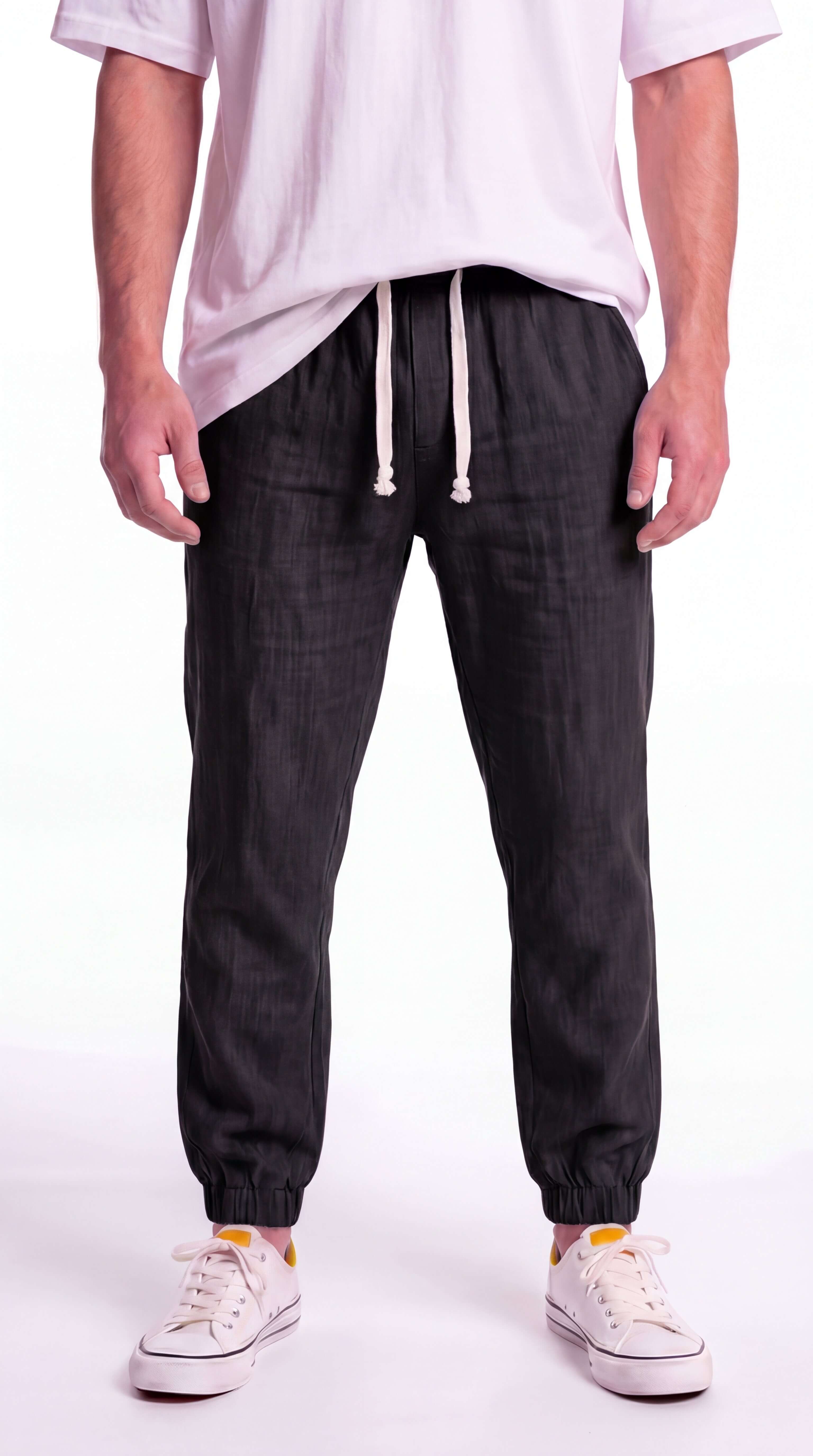 Men's Linen Trousers Wide Leg Relaxed Fit Summer Pants