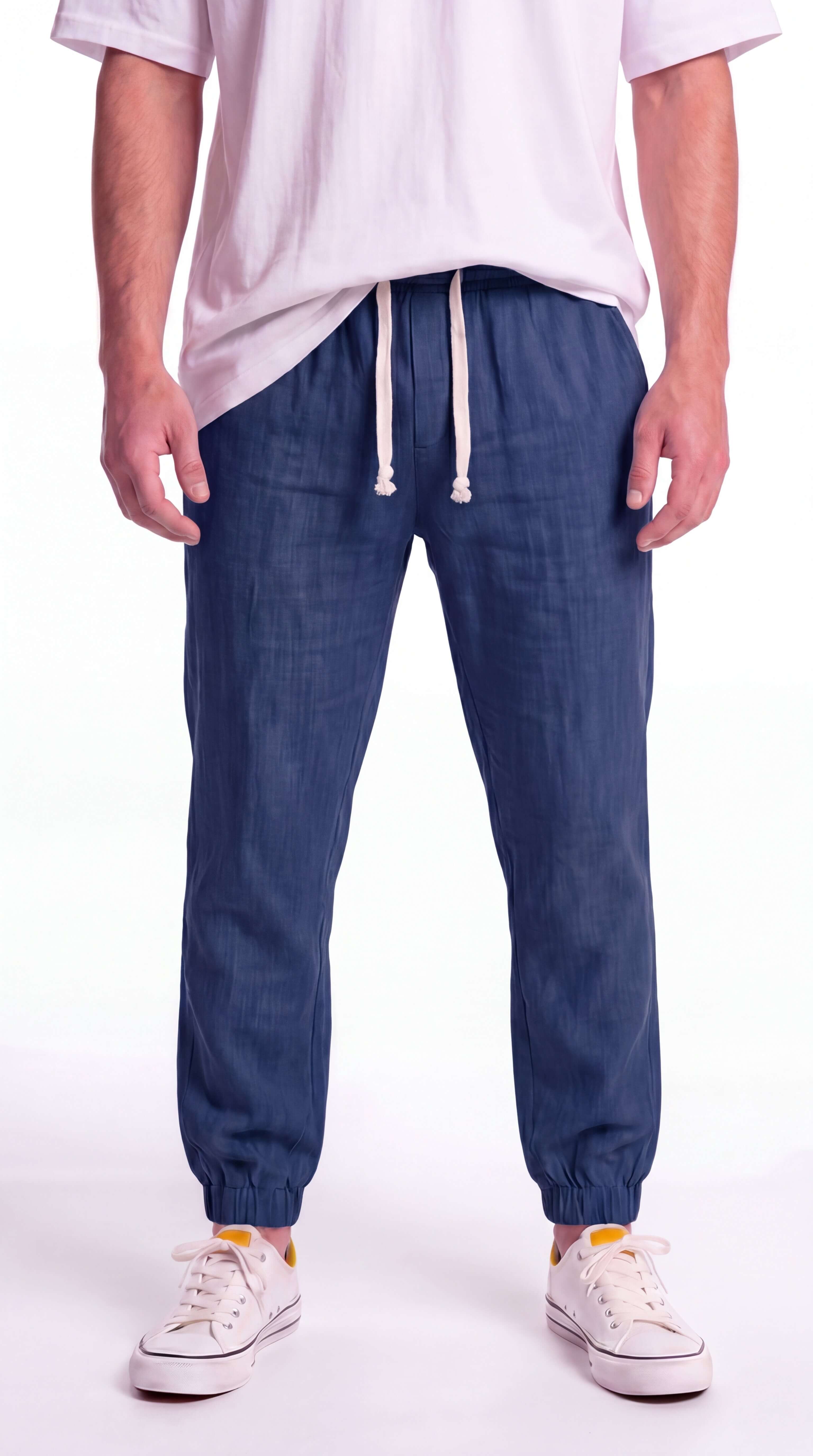 Men's Linen Trousers Wide Leg Relaxed Fit Summer Pants
