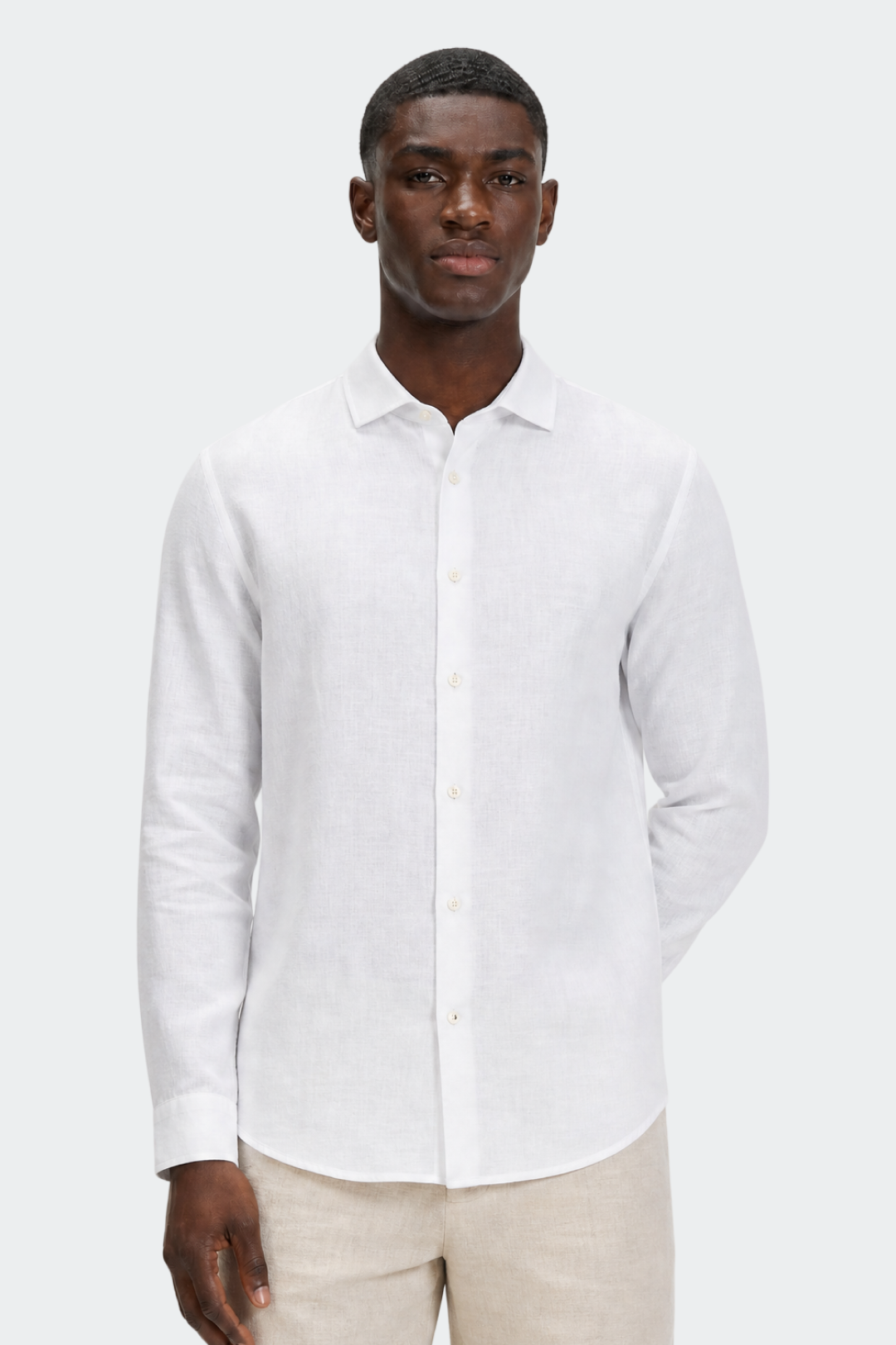 Men's Pure Linen Spread Collar Shirt Relaxed Fit Summer