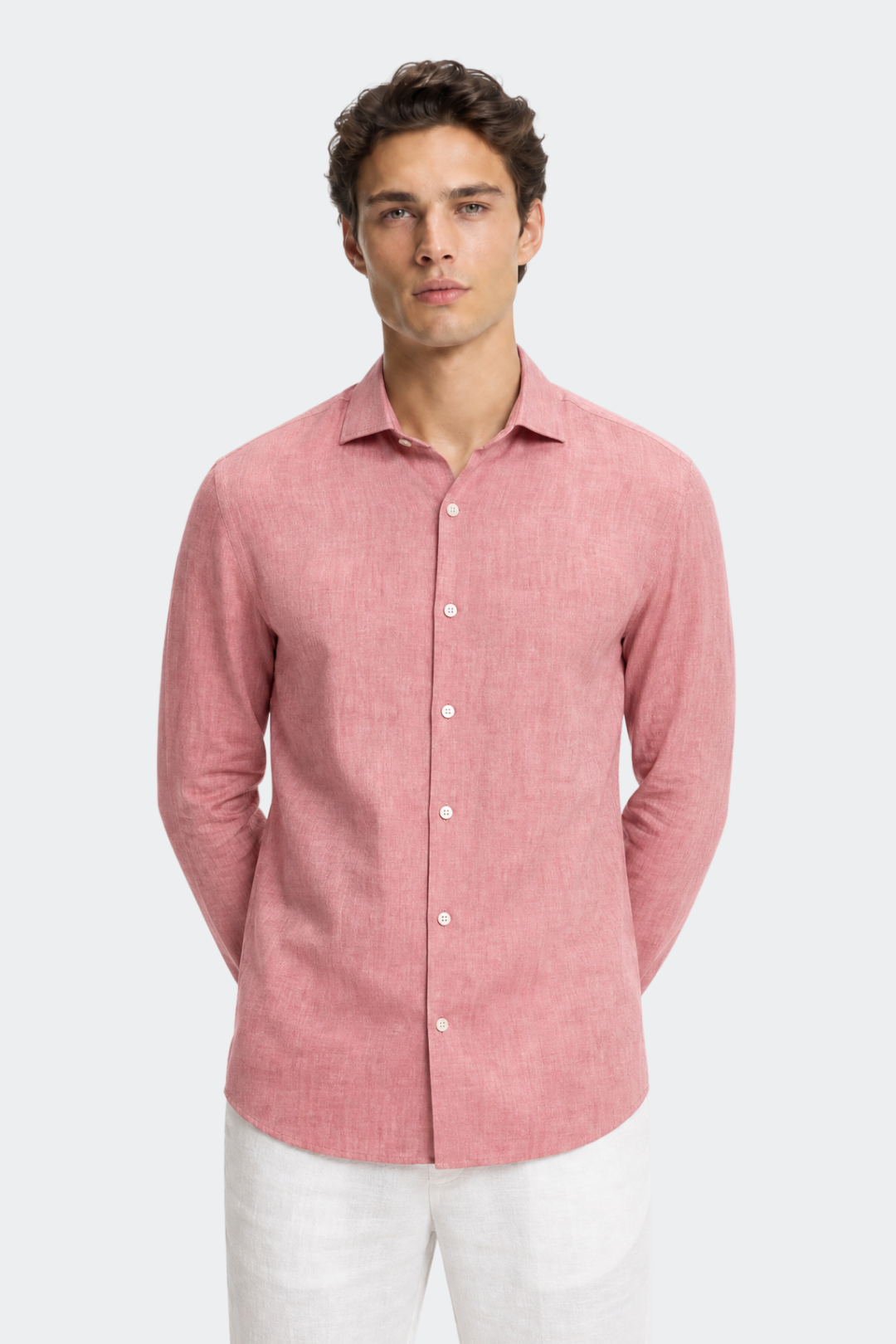 Men's Pure Linen Spread Collar Shirt Relaxed Fit Summer