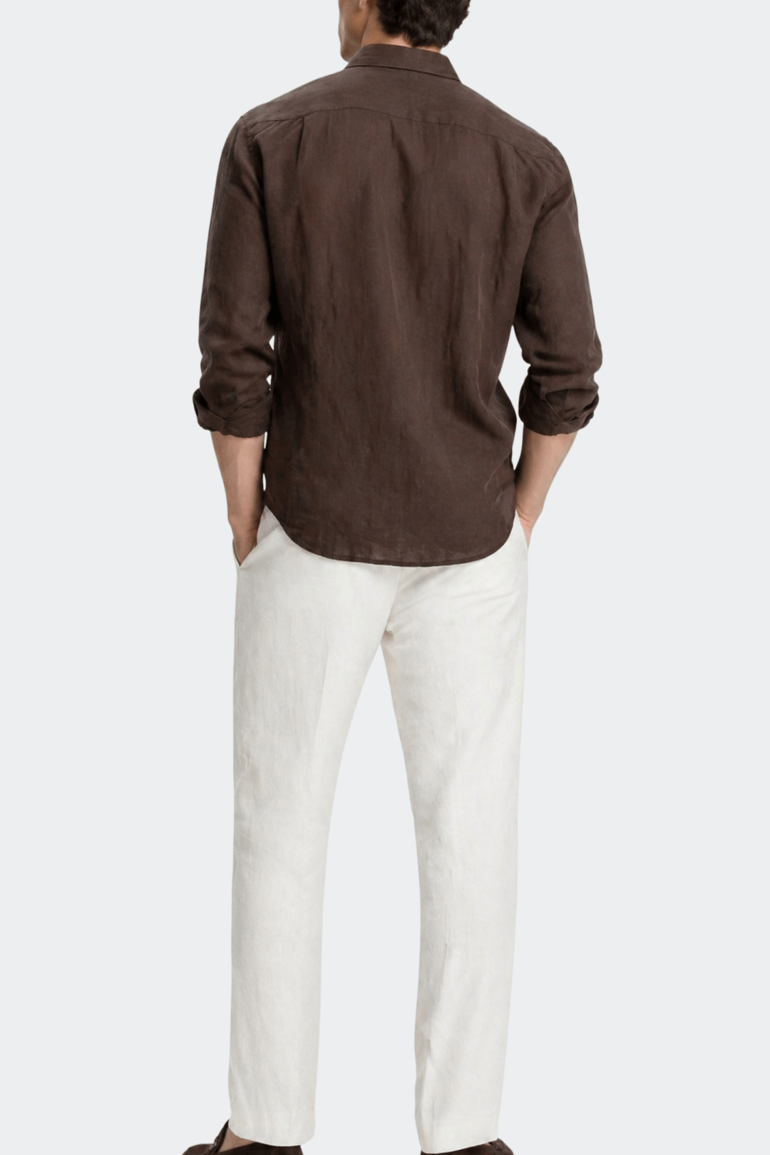 Men's Pure Linen Spread Collar Shirt Relaxed Fit Summer