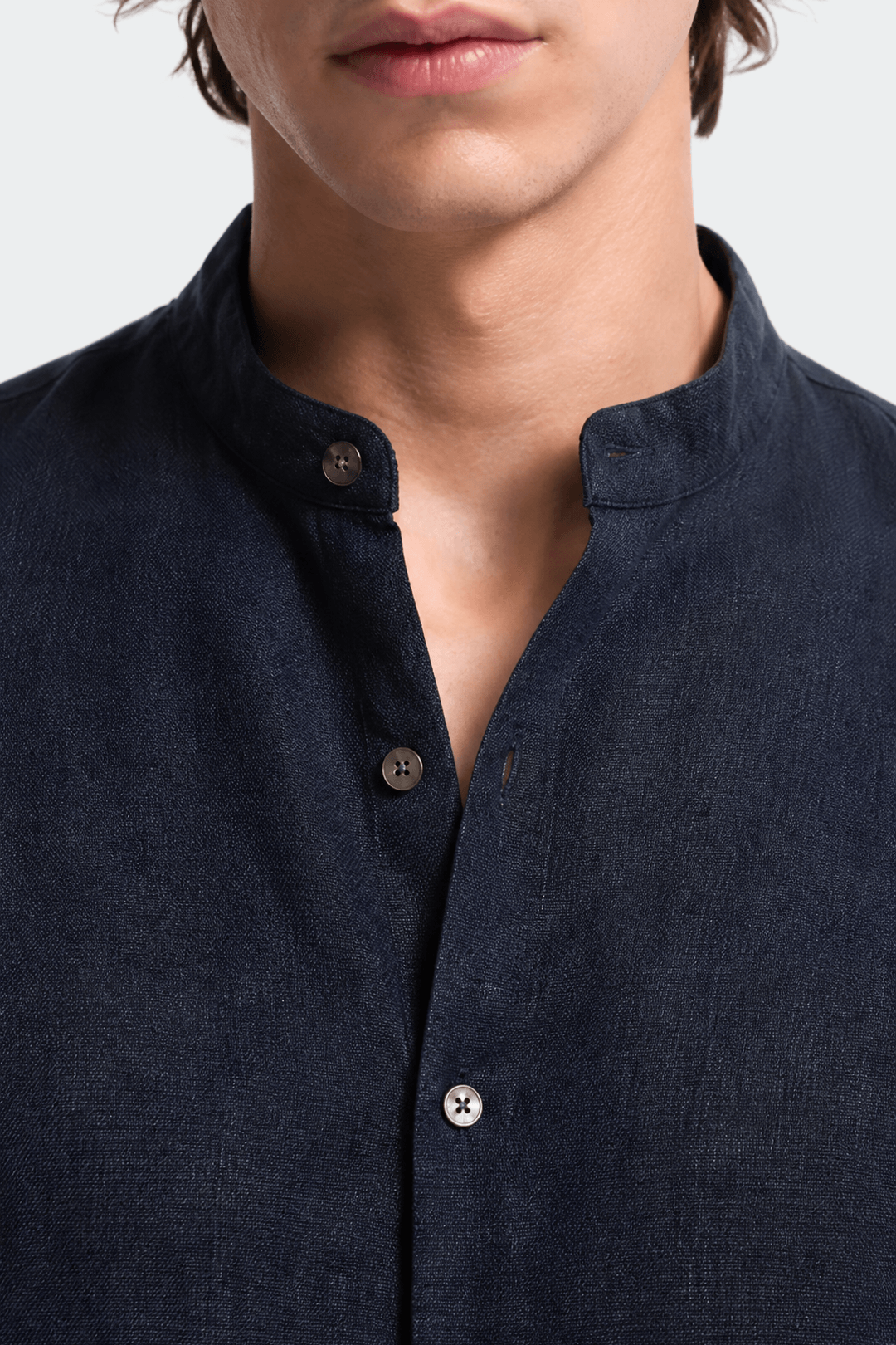 Men's Band Collar Linen Shirt Casual Summer Relaxed Elegant Fit