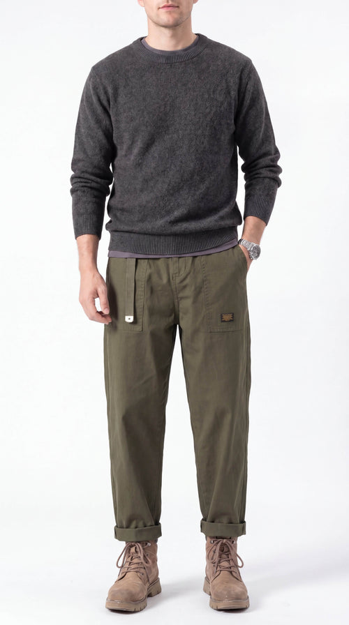 Men's Cargo Trousers Wide Leg Streetwear Relaxed Fit Pants - 1