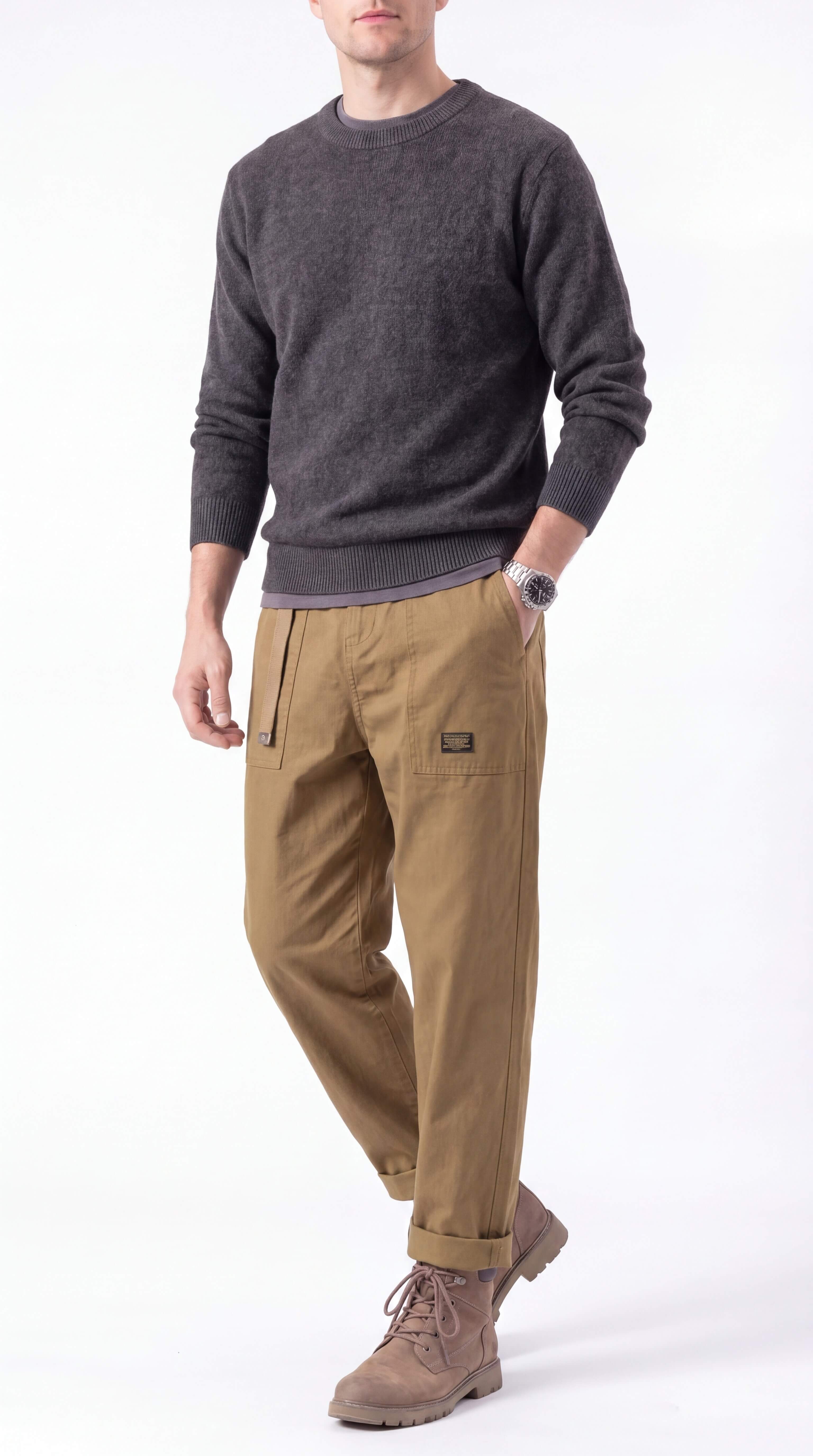 Men's Cargo Trousers Wide Leg Streetwear Relaxed Fit Pants - 4