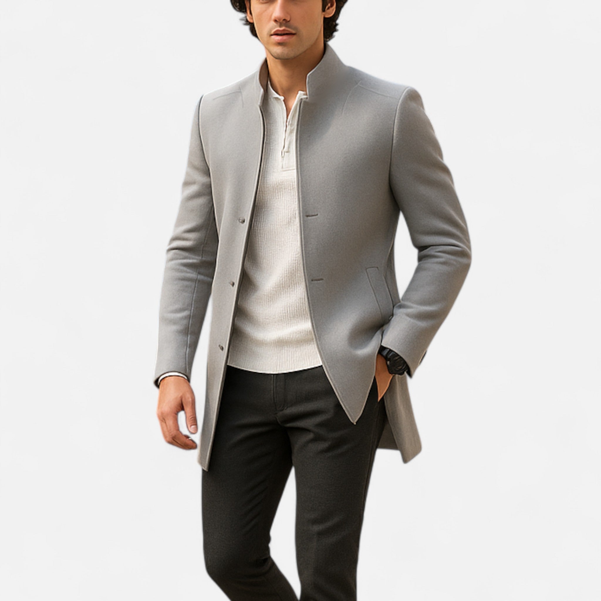 Men's Classic Wool Overcoat Timeless Smart Casual Winter Coat