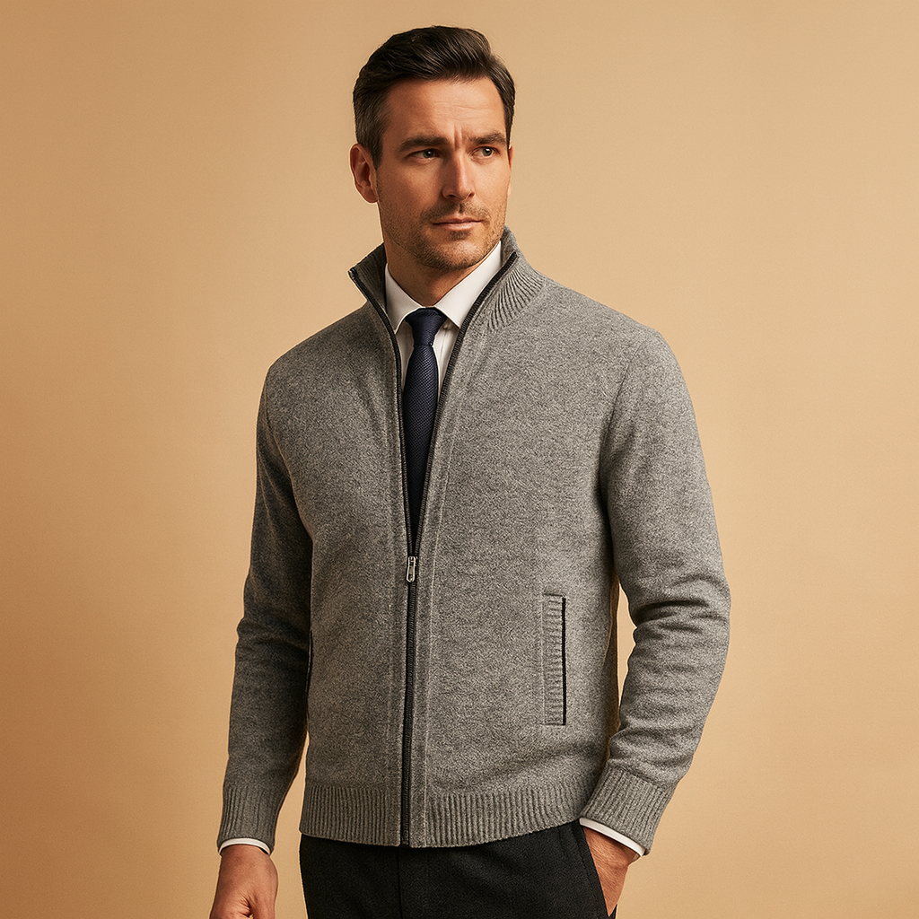 Men's Classic Zip-Up Cardigan Sweater Timeless Knit Jacket