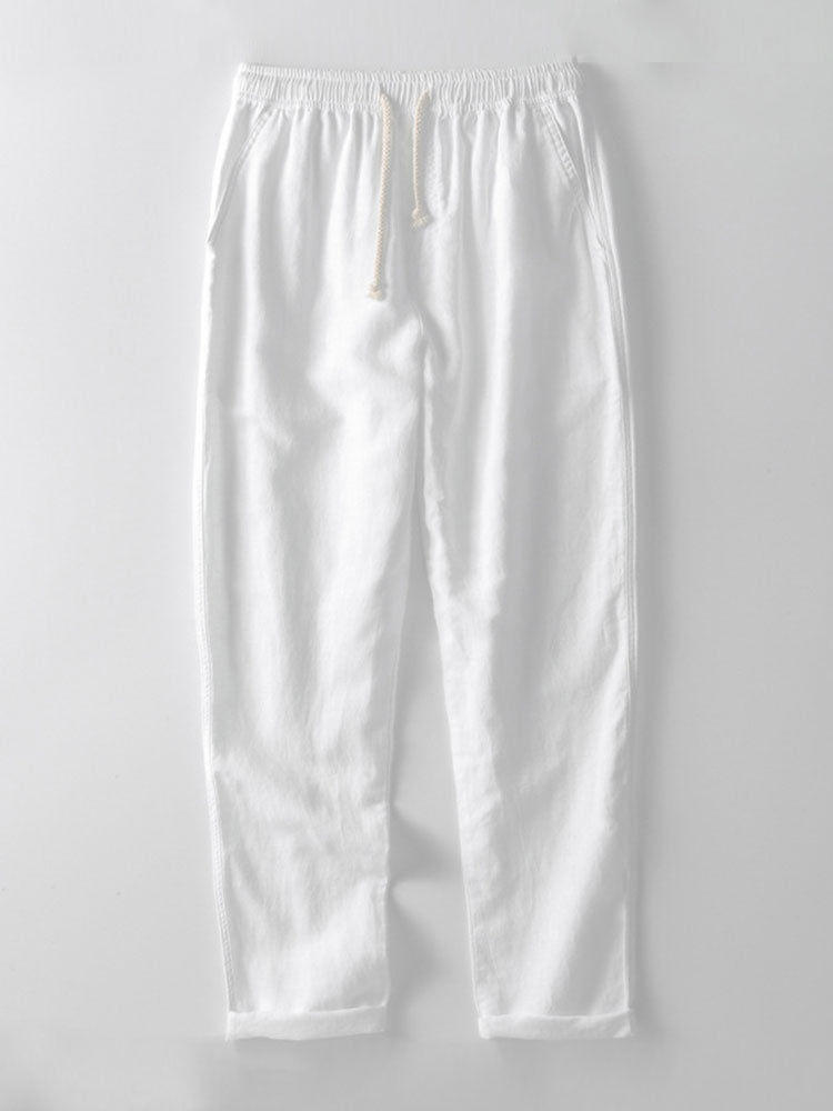 Men's Linen Band Collar Shirt and Trousers Co-Ord Set