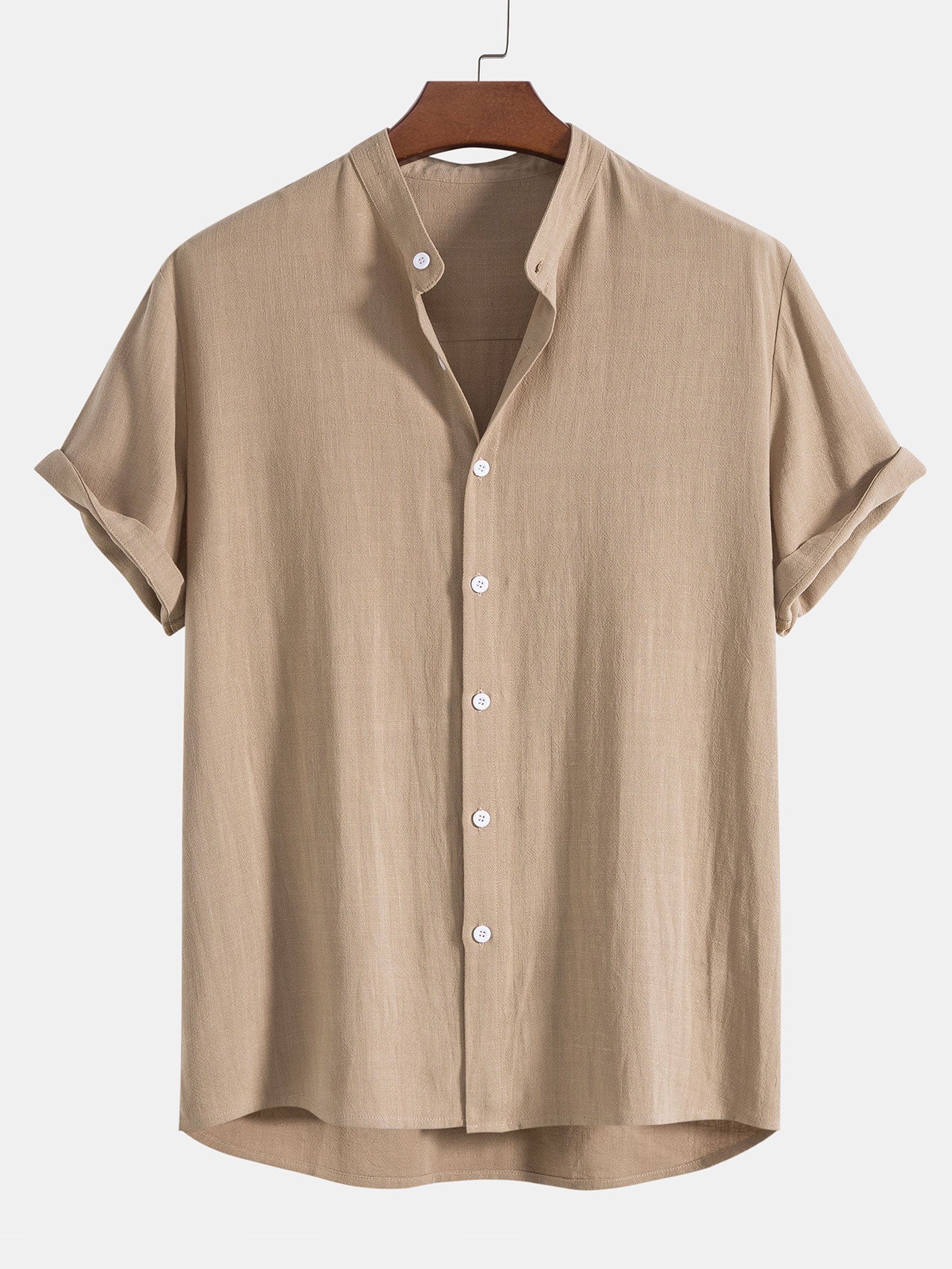Men's Linen Band Collar Shirt and Trousers Co-Ord Set