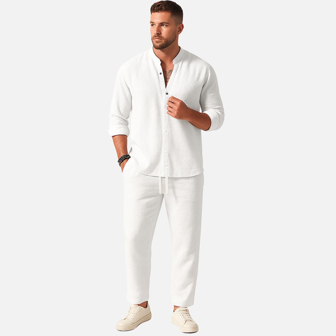 Men's Linen Loungewear Set for Relaxed Home and Outdoor Wear - 1