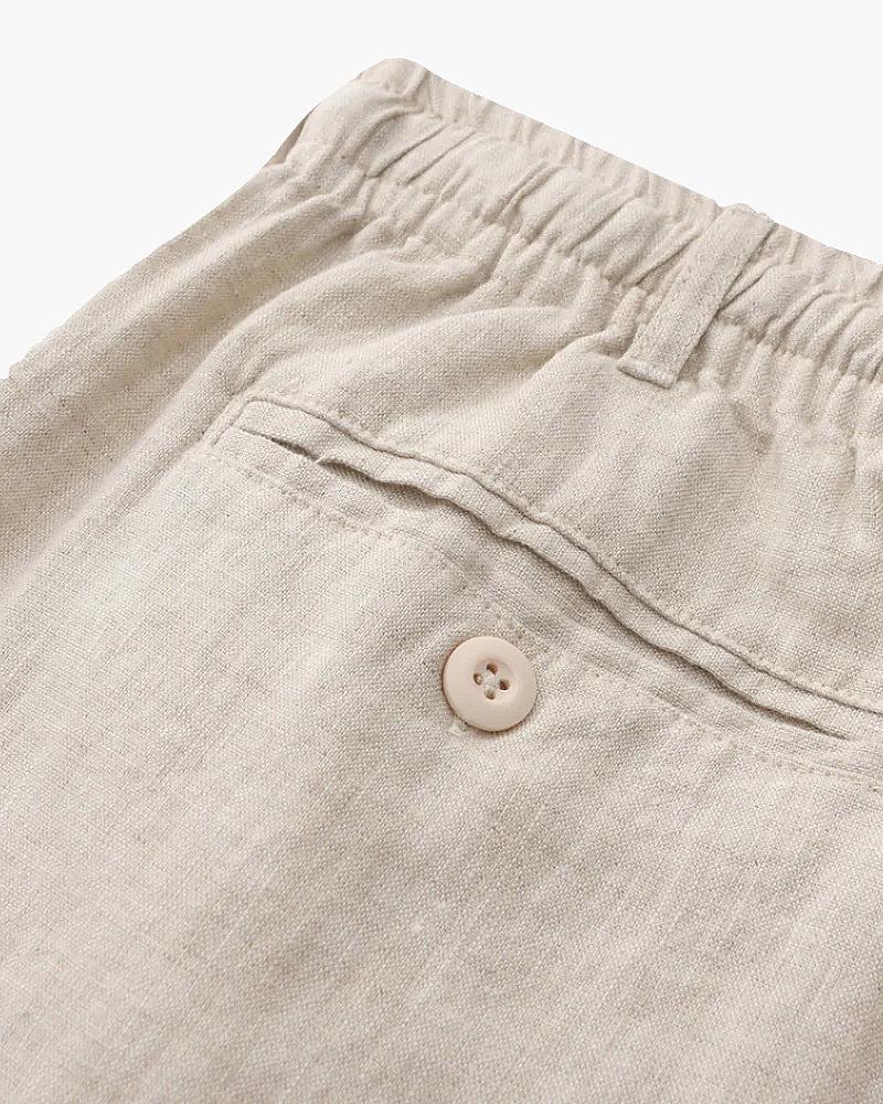 Men's Linen Shorts Straight Fit Breathable Summer Casual Style