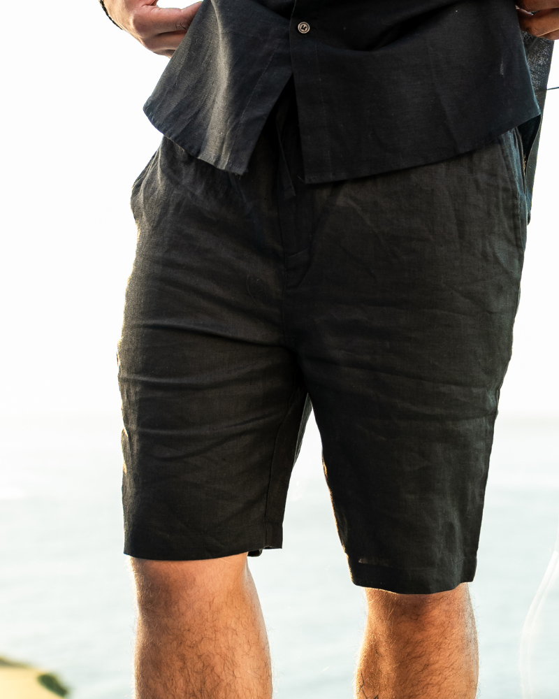 Men's Linen Shorts Straight Fit Breathable Summer Casual Style