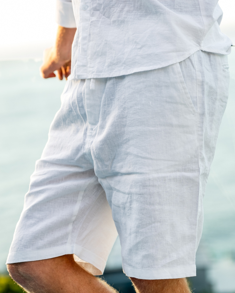 Men's Linen Shorts Straight Fit Breathable Summer Casual Style