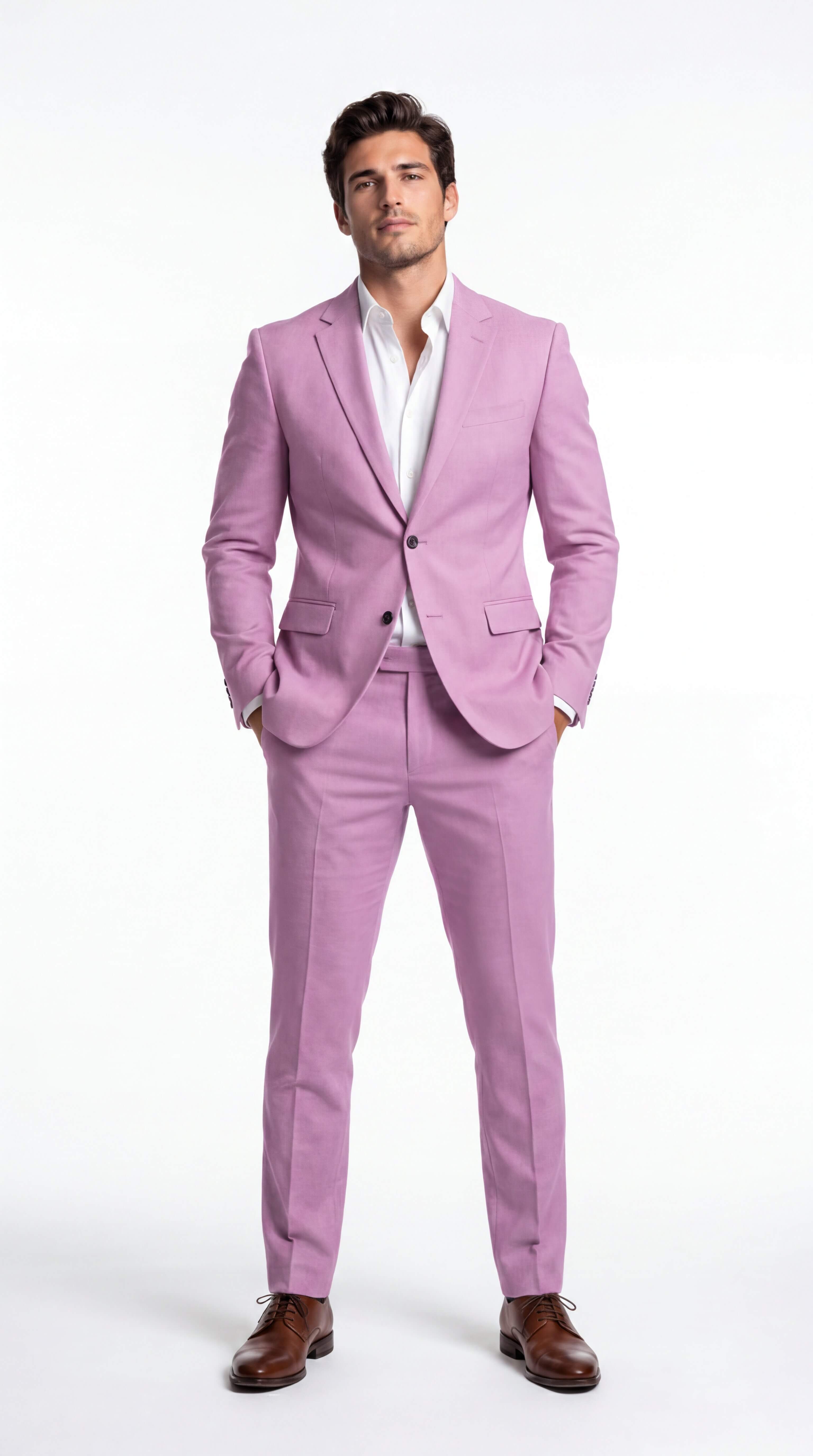 Men's Linen Suit Slim Fit Two Piece Summer Wedding Guest - 10