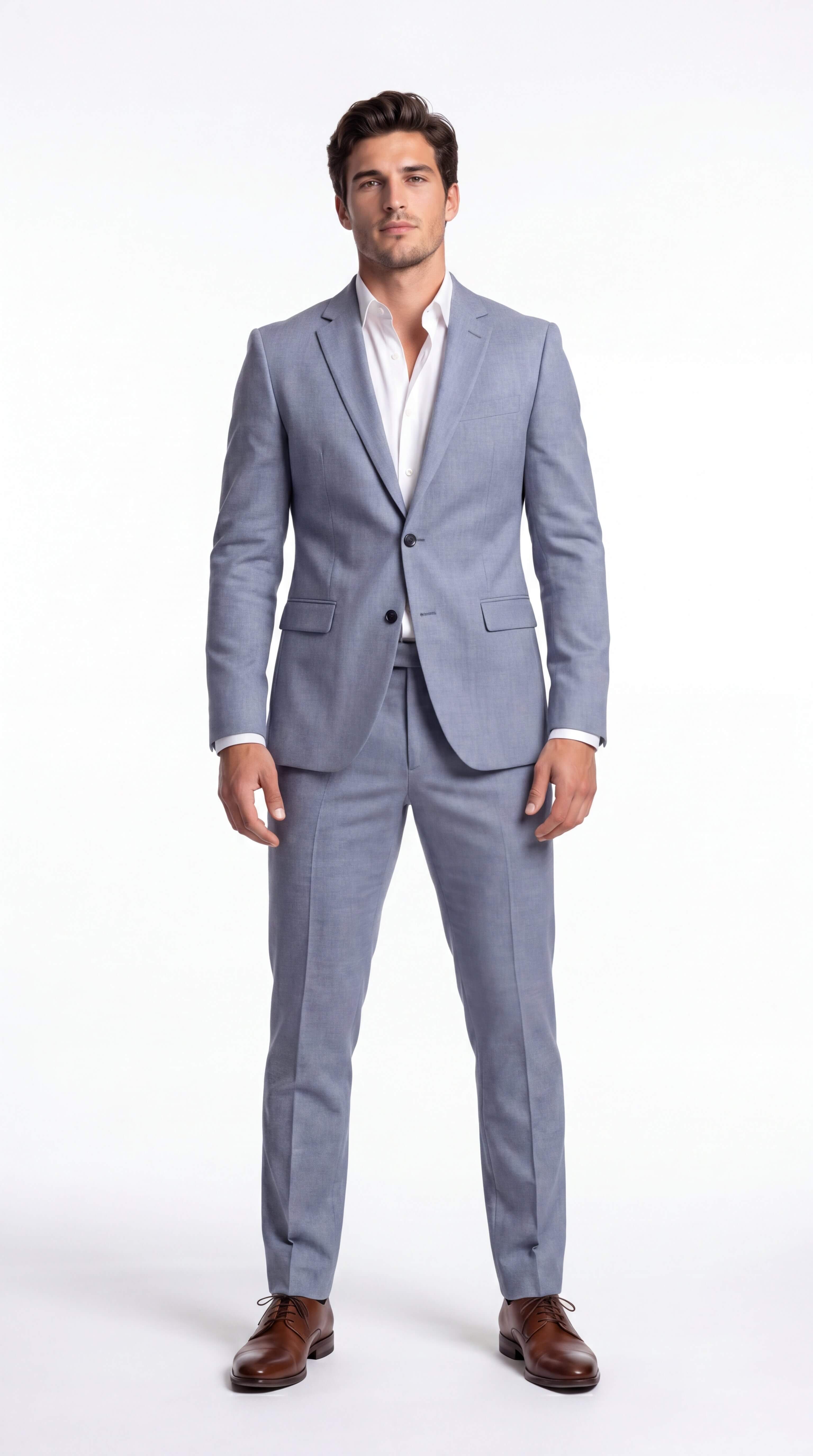 Men's Linen Suit Slim Fit Two Piece Summer Wedding Guest - 5