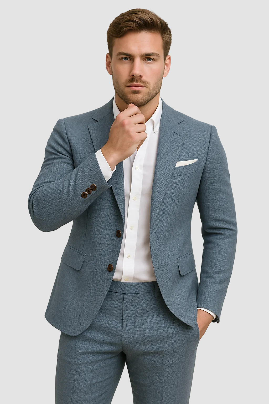Men's Linen Two-Piece Suit Slim Fit Summer Wedding Blazer Trousers