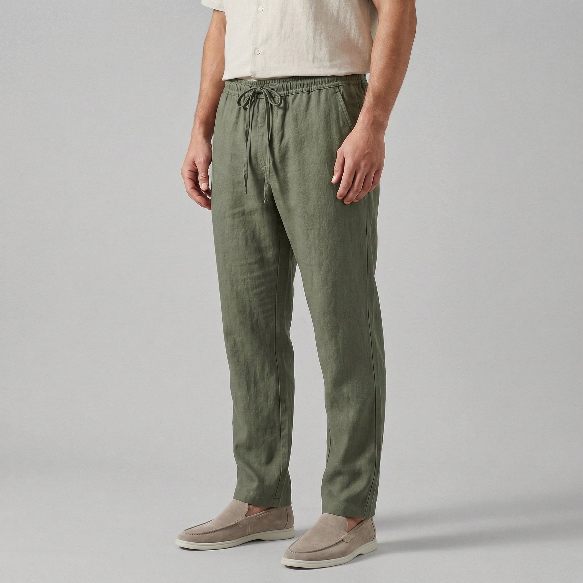 Men's Linen Wide-Leg Pants Casual Summer Breathable Relaxed Fit