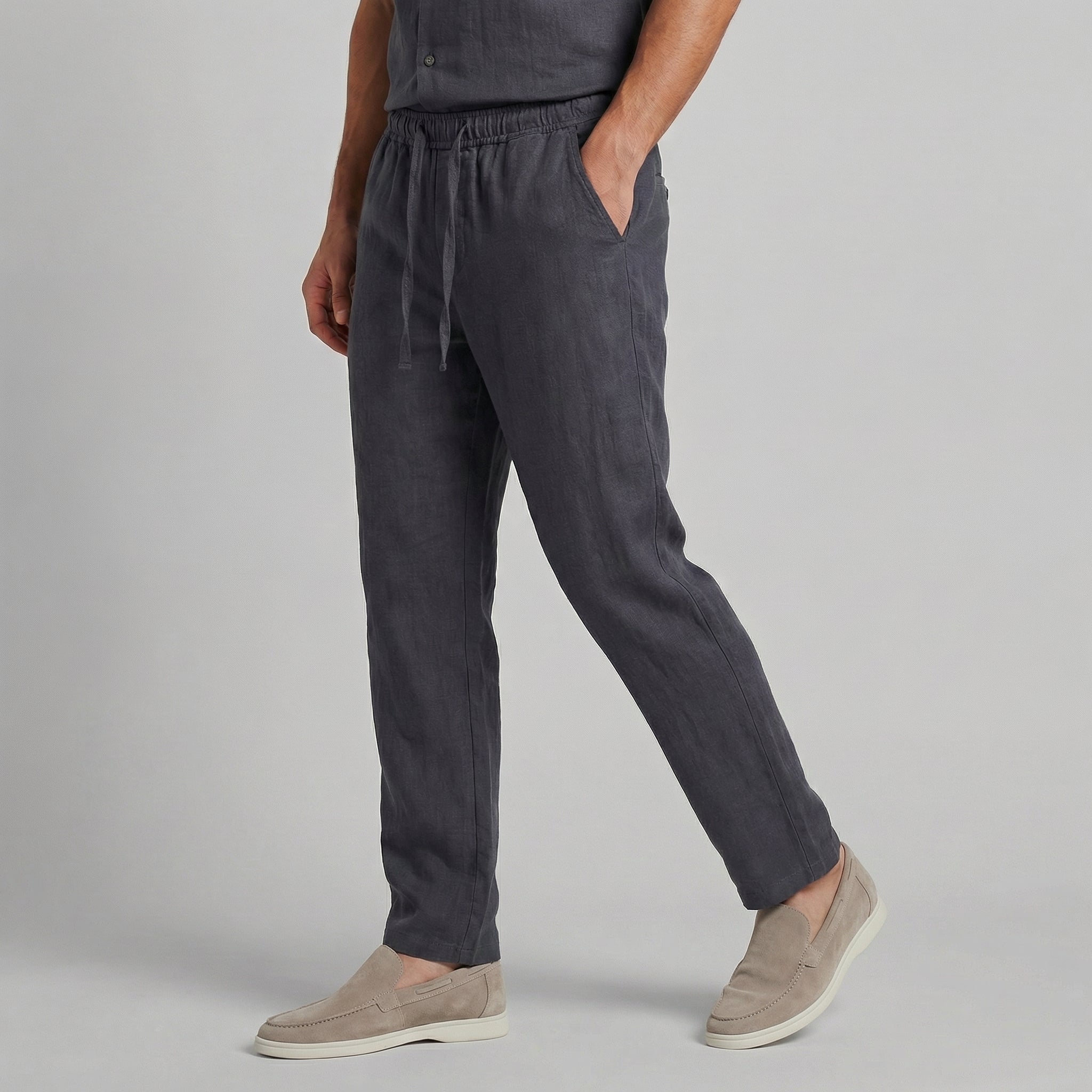 Men's Linen Wide-Leg Pants Casual Summer Breathable Relaxed Fit