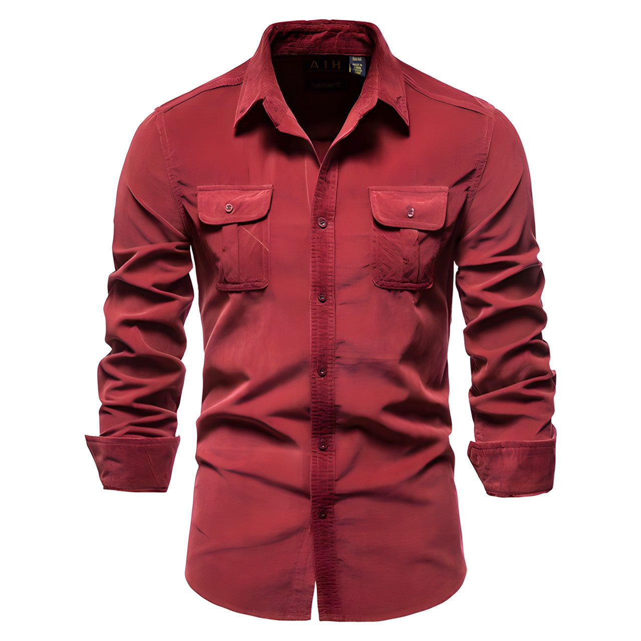 Men's Long Sleeve Casual Shirt with Chest Pockets Classic Fit