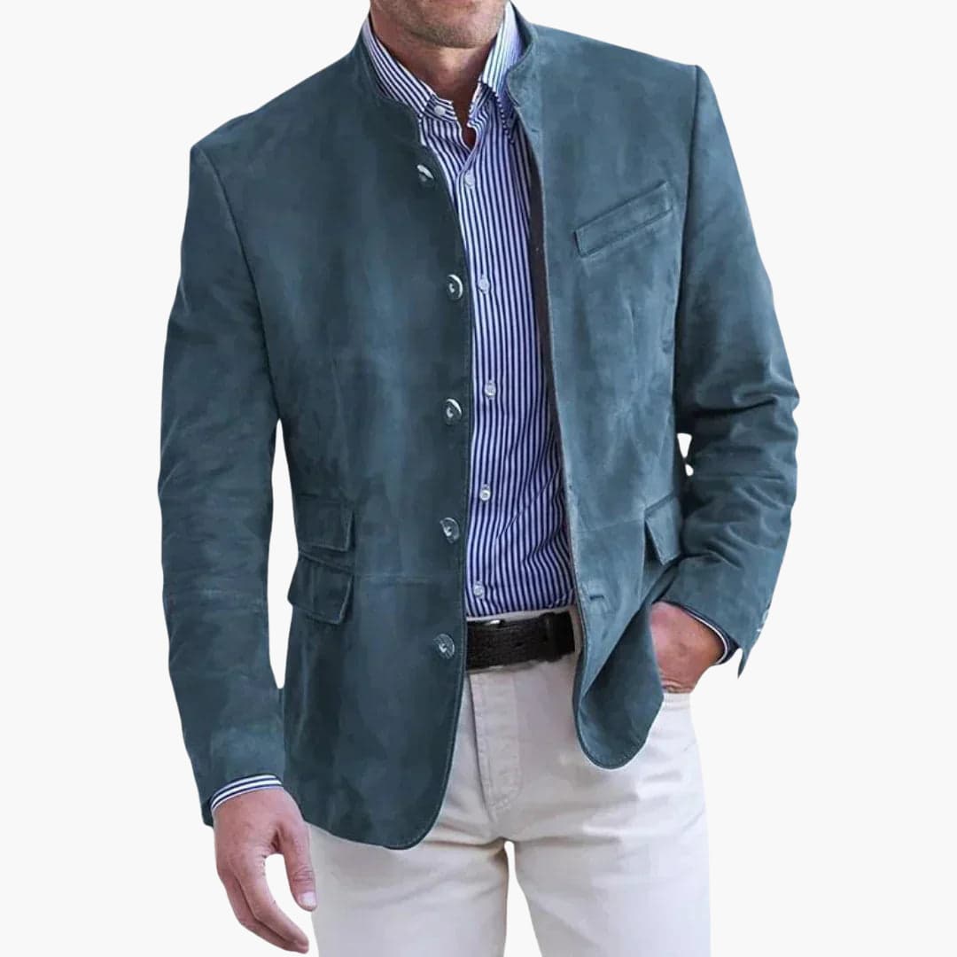 Men's Mandarin Collar Blazer Smart Casual Lightweight Summer Jacket
