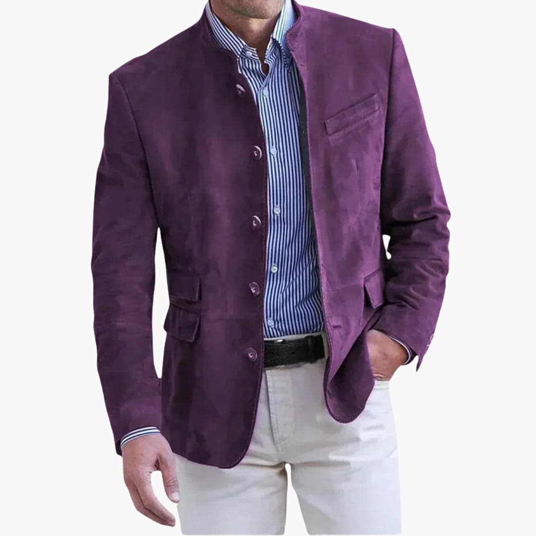 Men's Mandarin Collar Blazer Smart Casual Lightweight Summer Jacket
