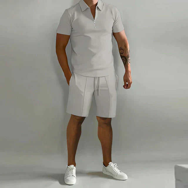 Men's Polo Shirt and Shorts Two-Piece Set
