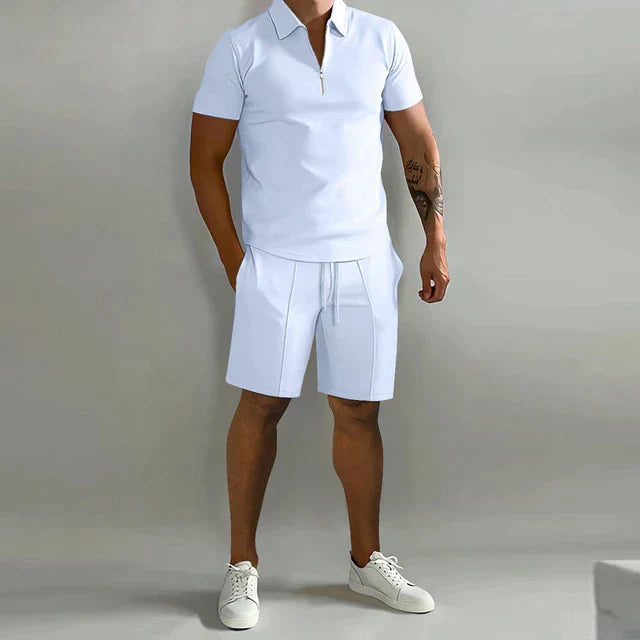Men's Polo Shirt and Shorts Two-Piece Set