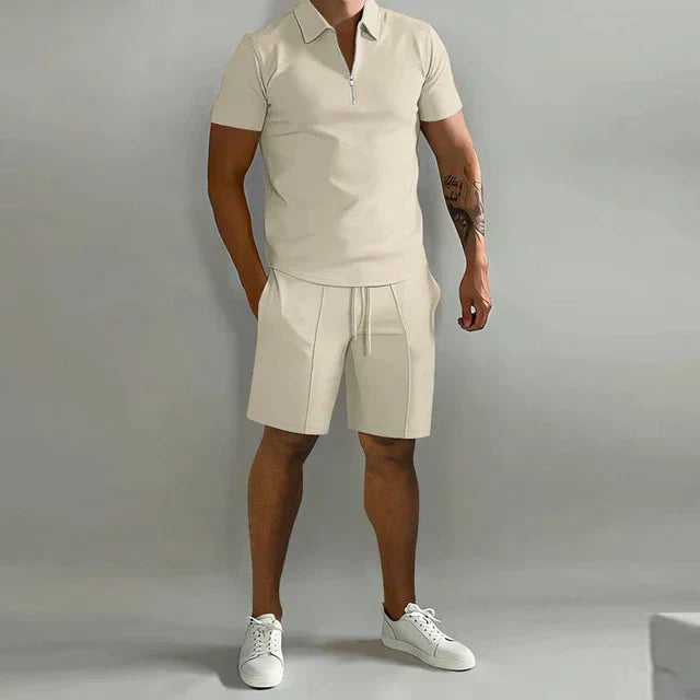 Men's Polo Shirt and Shorts Two-Piece Set