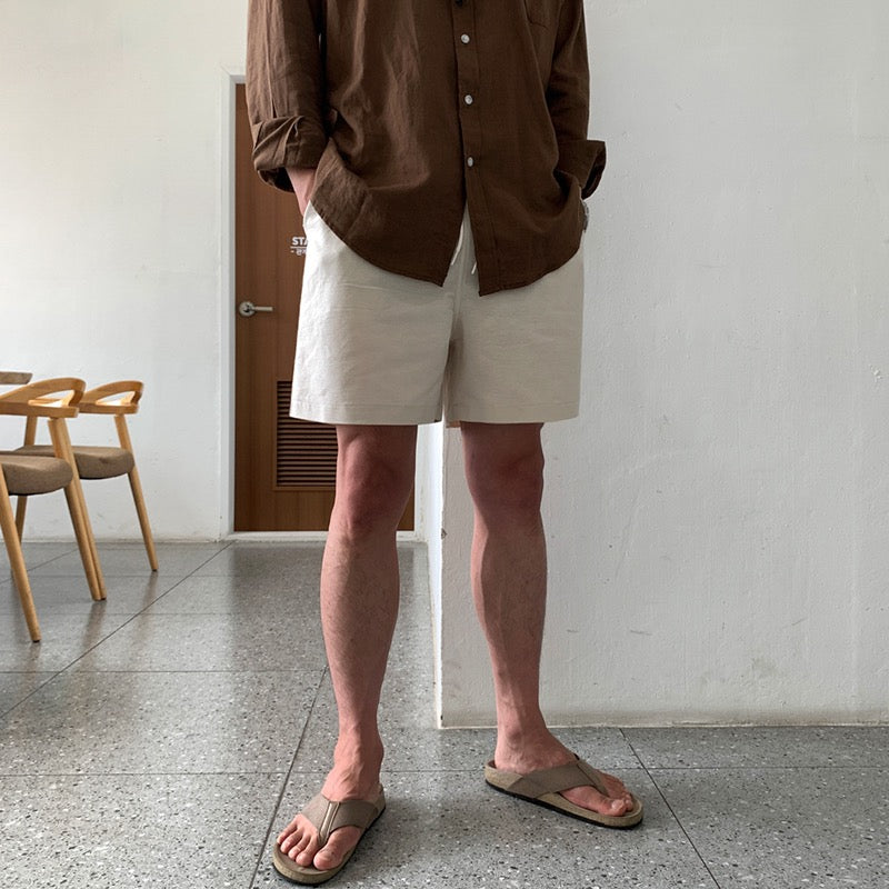 Men's Slim Fit Linen Shorts Elegant Summer Style Side Pockets