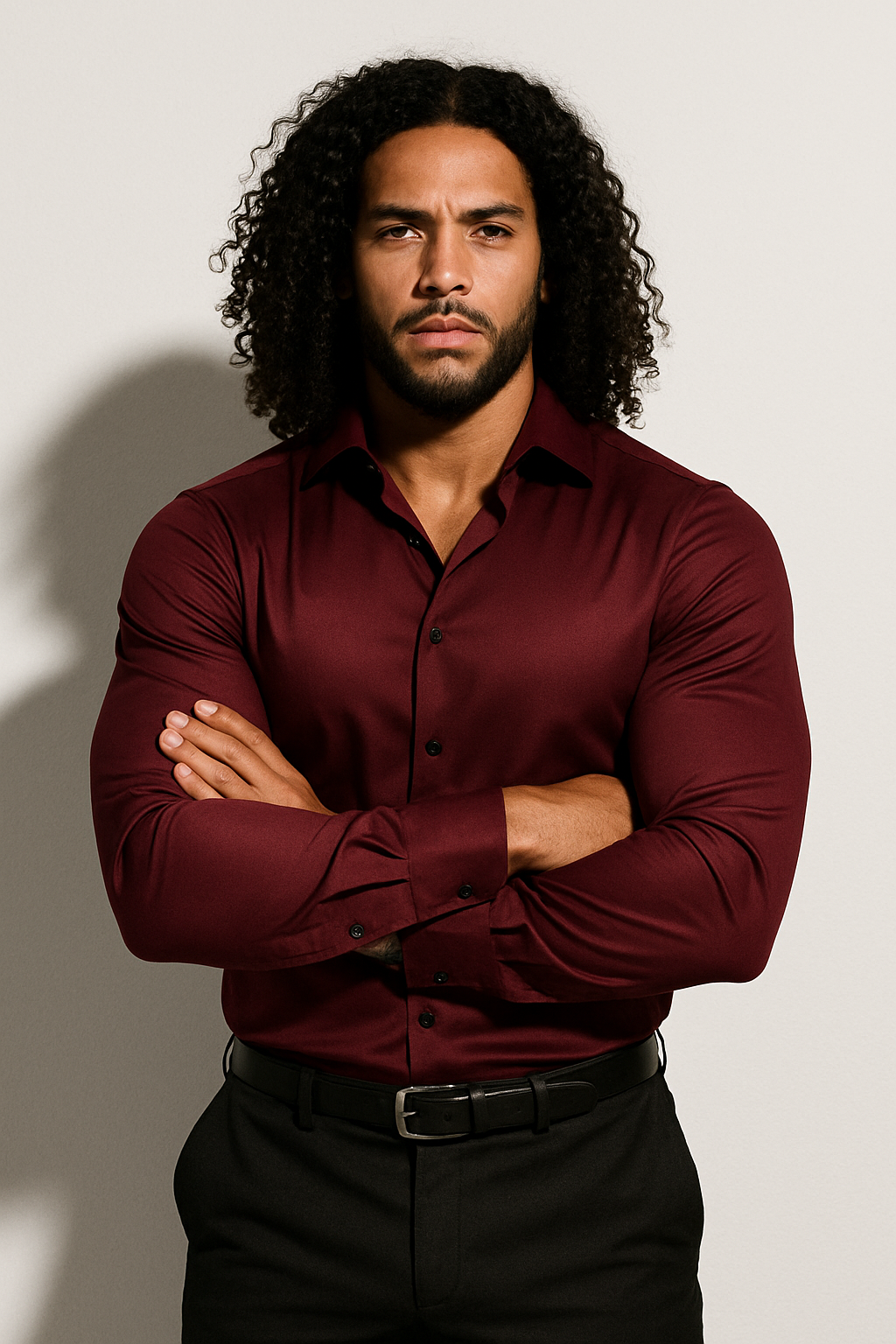 Men's Slim Fit Tailored Long Sleeve Dress Shirt Button-Down