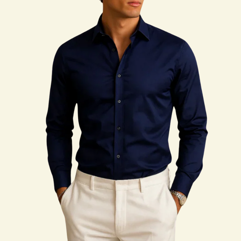 Men's Smart Casual Shirt with Contrast Button Detail