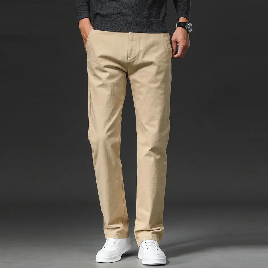 Men's Stretch Chino Slim Fit Casual Pants Elastic Waist